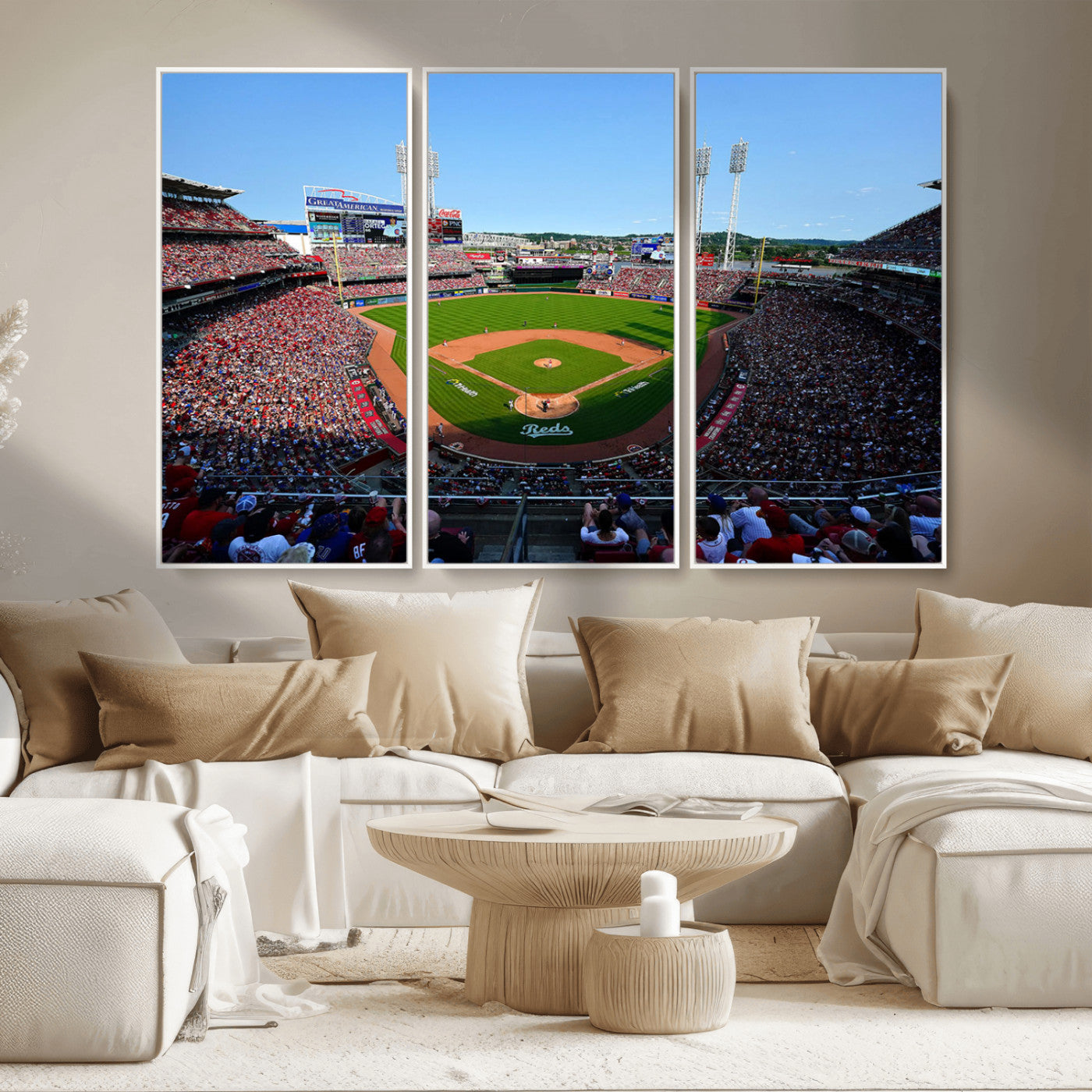 MGV-FC-48X32-3P - Cincinnati Reds Baseball Team Print - Great American Ball Park Stadium Wall Art Canvas Print