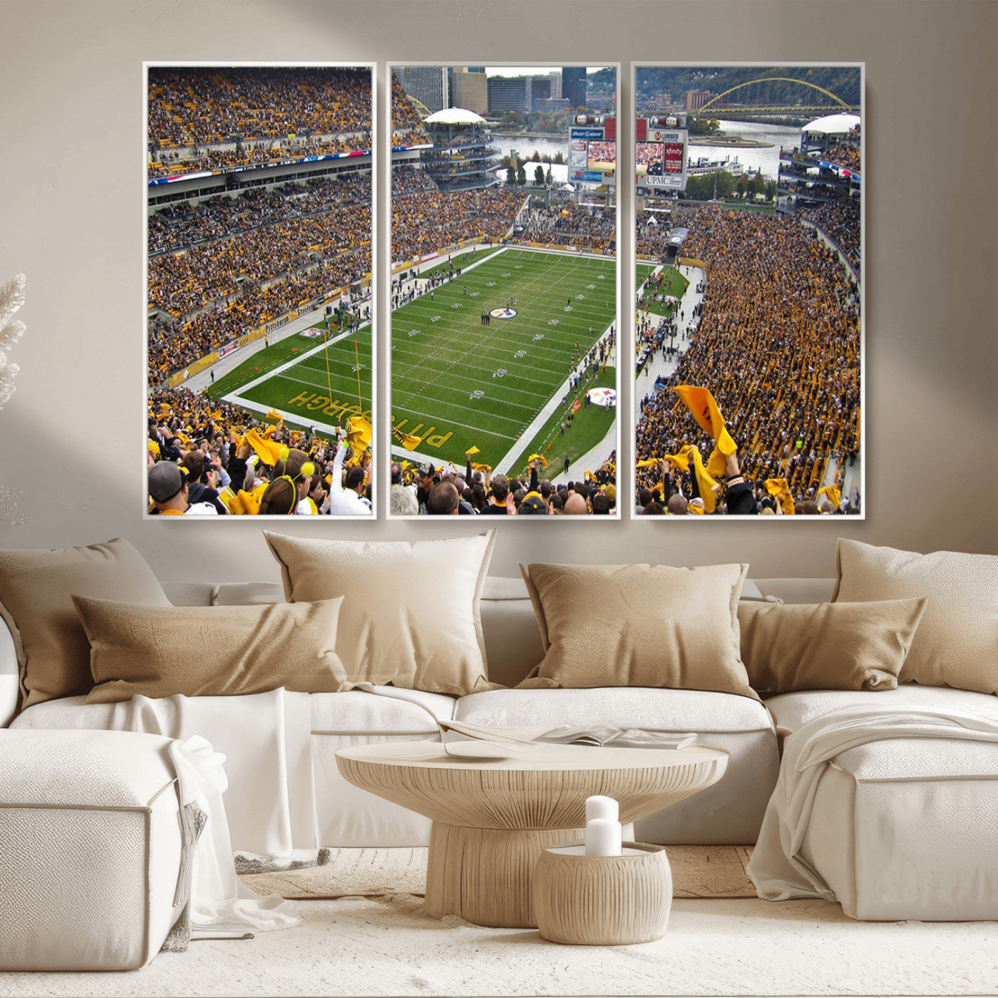 MGV-FC-48X32-3P - Pittsburgh Steelers Football Team Print - Pittsburgh Heinz Field Stadium Wall Art Canvas Print