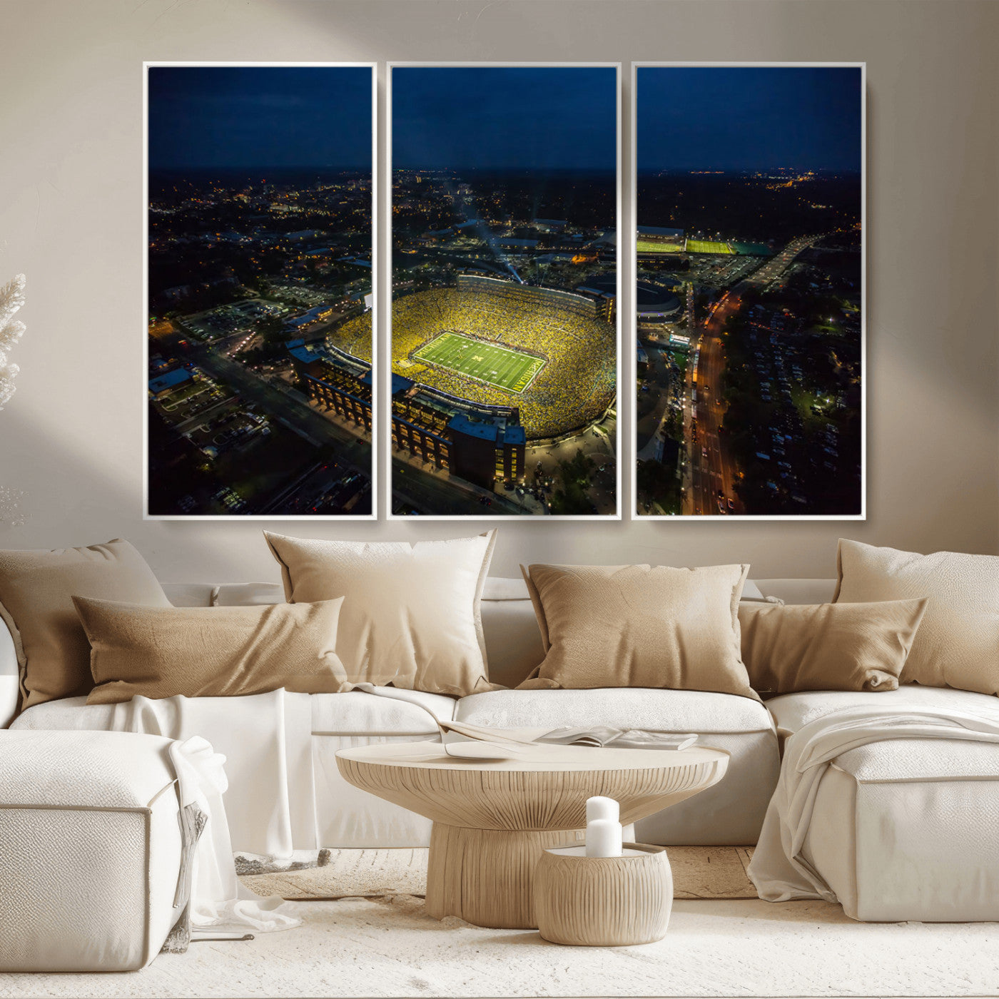 MGV-FC-48X32-3P - Michigan Wolverines Football Team Print - Michigan Stadium Wall Art Canvas Print