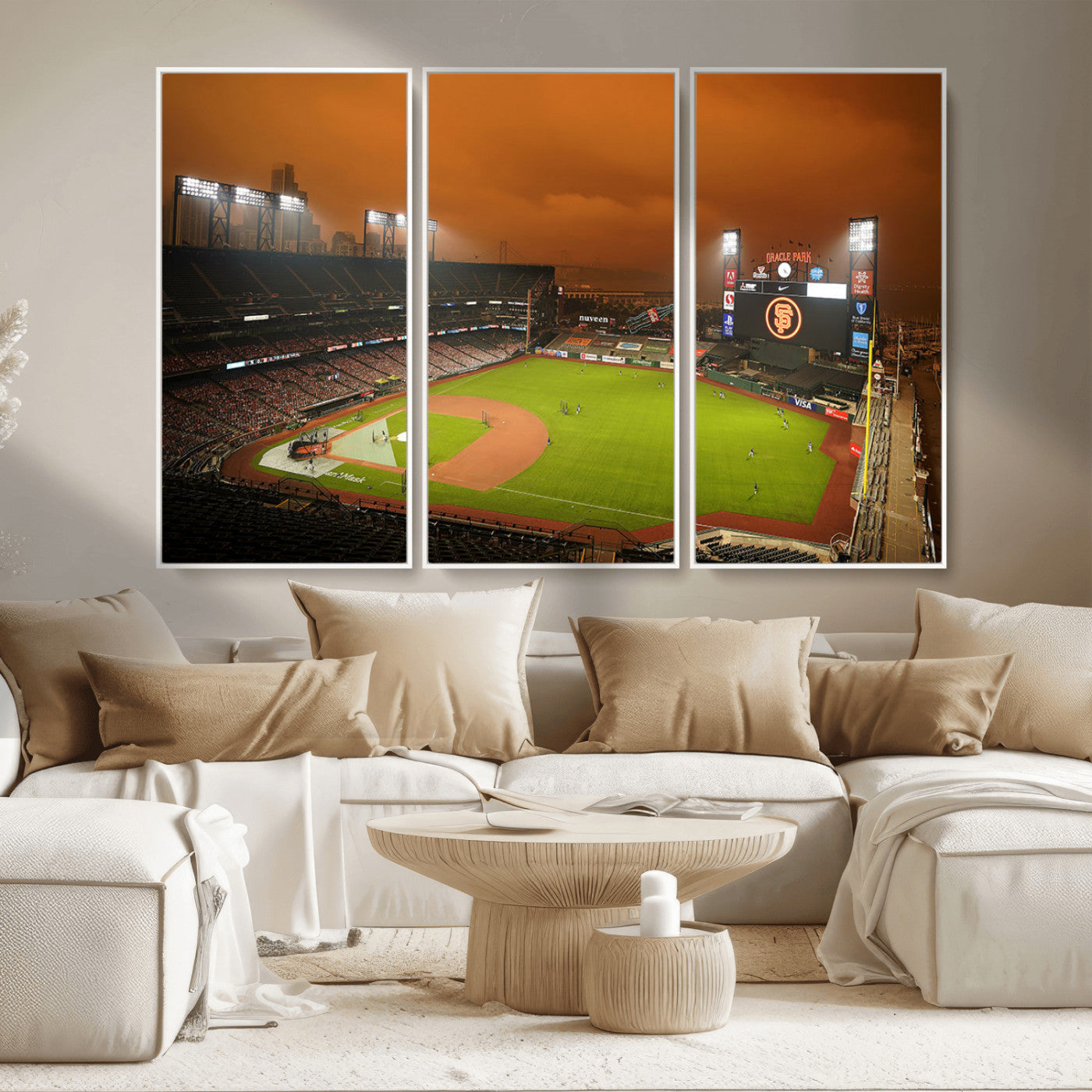 MGV-FC-48X32-3P - San Francisco Giants Baseball Team Print - Oracle Park Stadium Wall Art Canvas Print