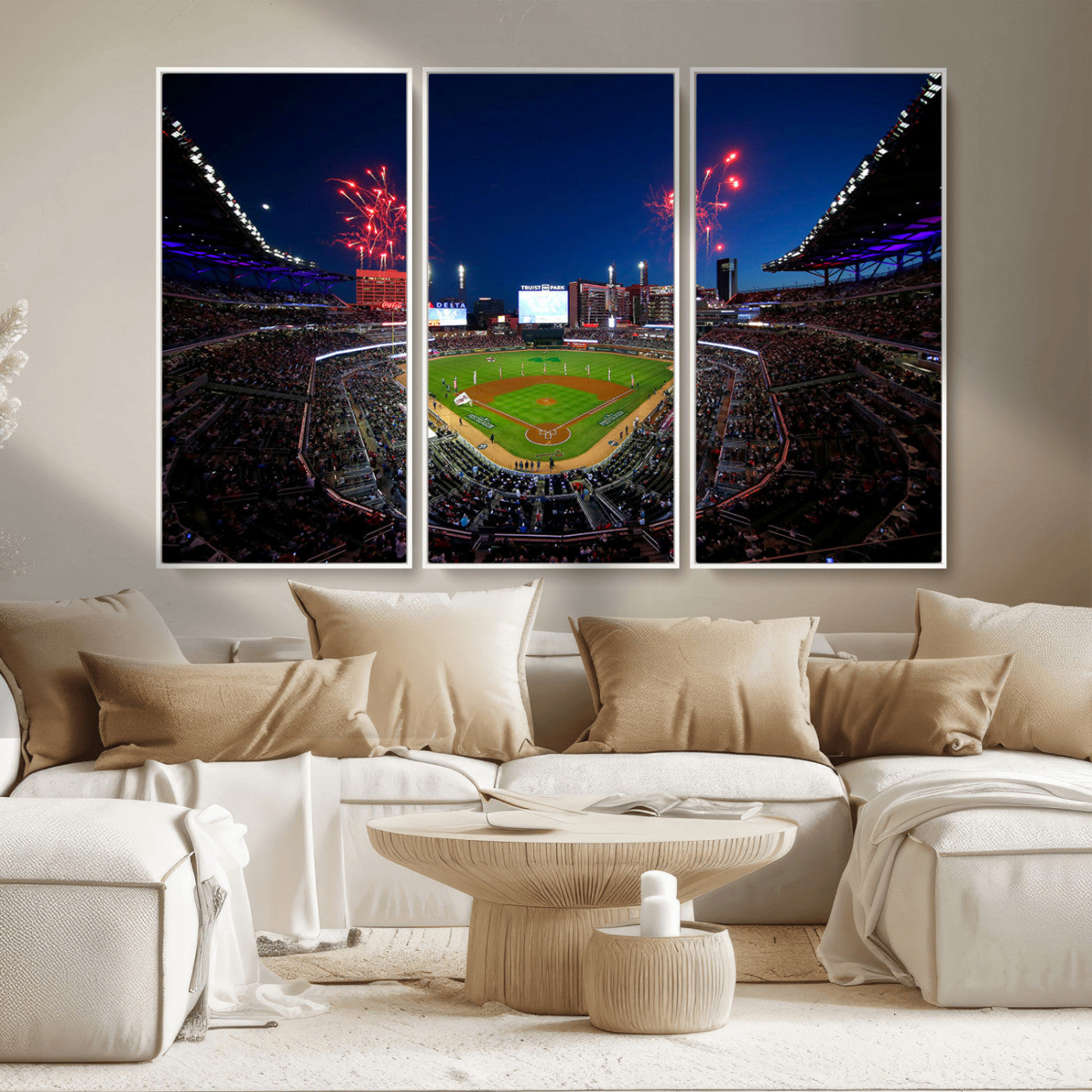 MGV-FC-48X32-3P - Truist Park Atlanta Braves Baseball Stadium Wall Art Print | Large 3-Panel Canvas Print for Sports