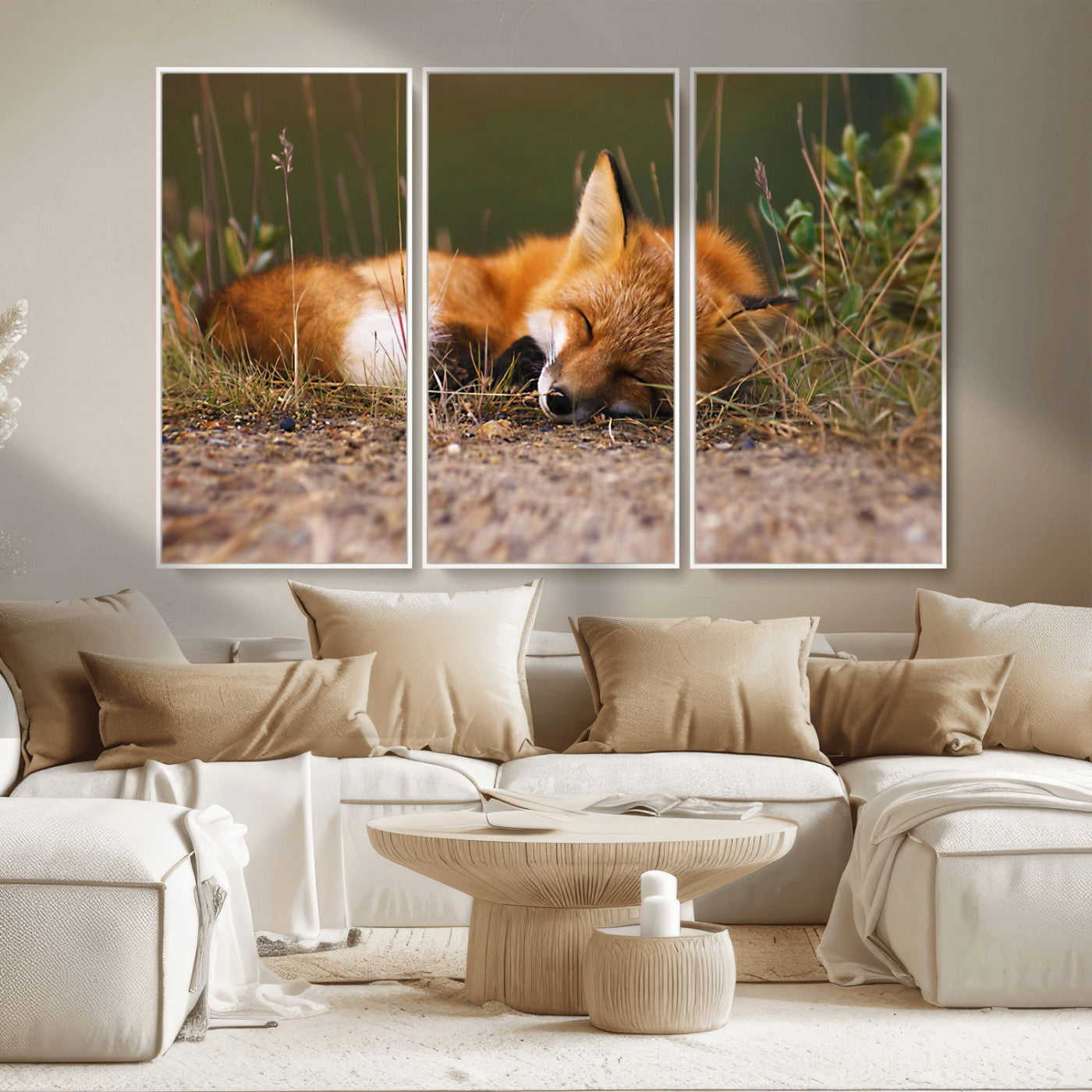 -Sleeping Fox Wall Art Canvas Print, Farmhouse Wall Decor and Animal Wall Art Print