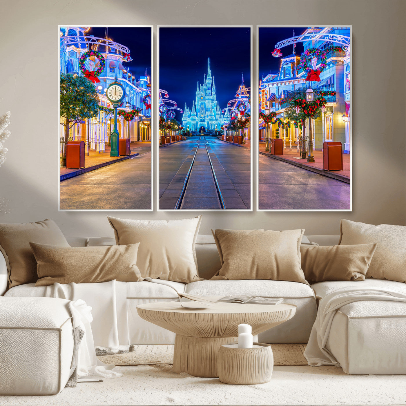 MGV-FC-48X32-3P - Disney Wall Art | Castle Large Wall Art Disney Magic Kingdom Print for Kids Room Decoration | Disney
