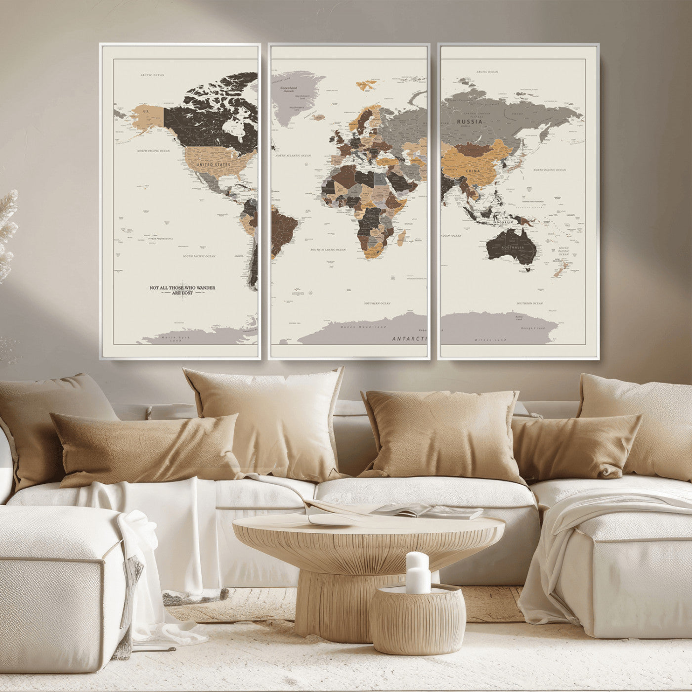 MGV-FC-48X32-3P - Push Pin World Map Canvas Print – Framed Wall Art for Couples to Track Their Travels – Anniversary