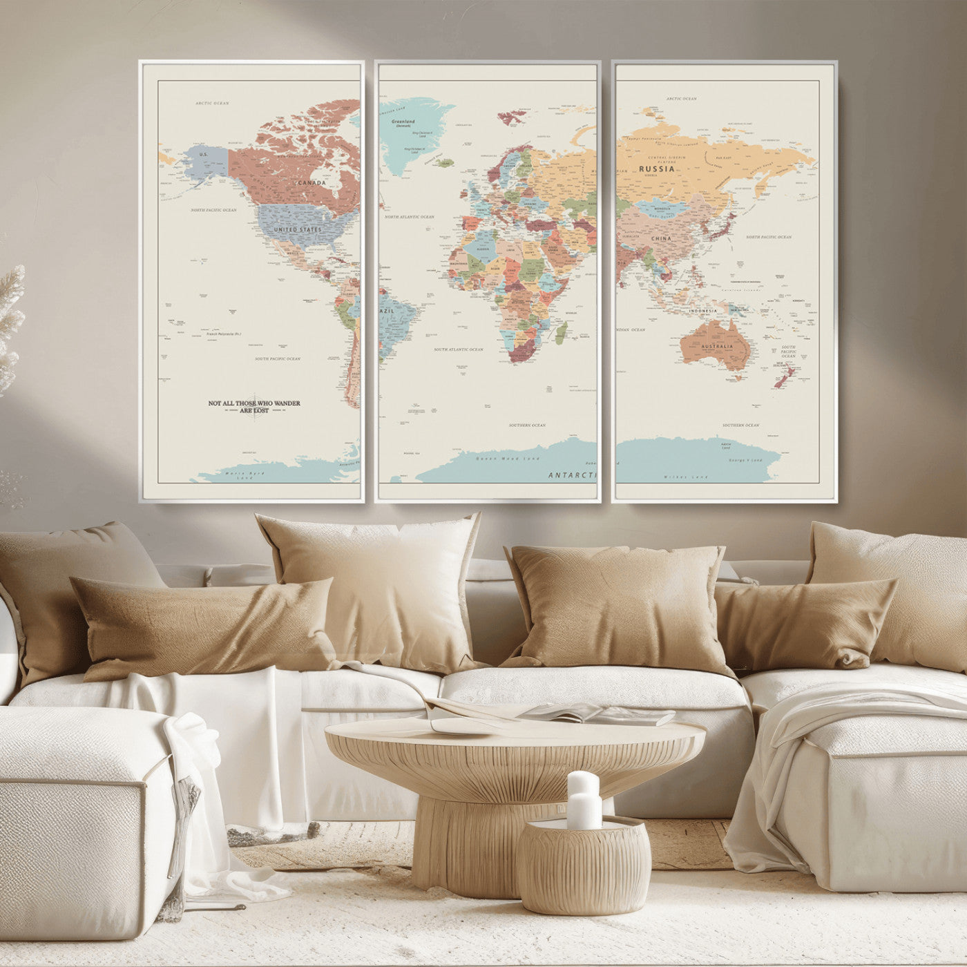 MGV-FC-48X32-3P - Push Pin World Map Canvas Print – Framed Wall Art for Couples to Track Their Travels – Anniversary