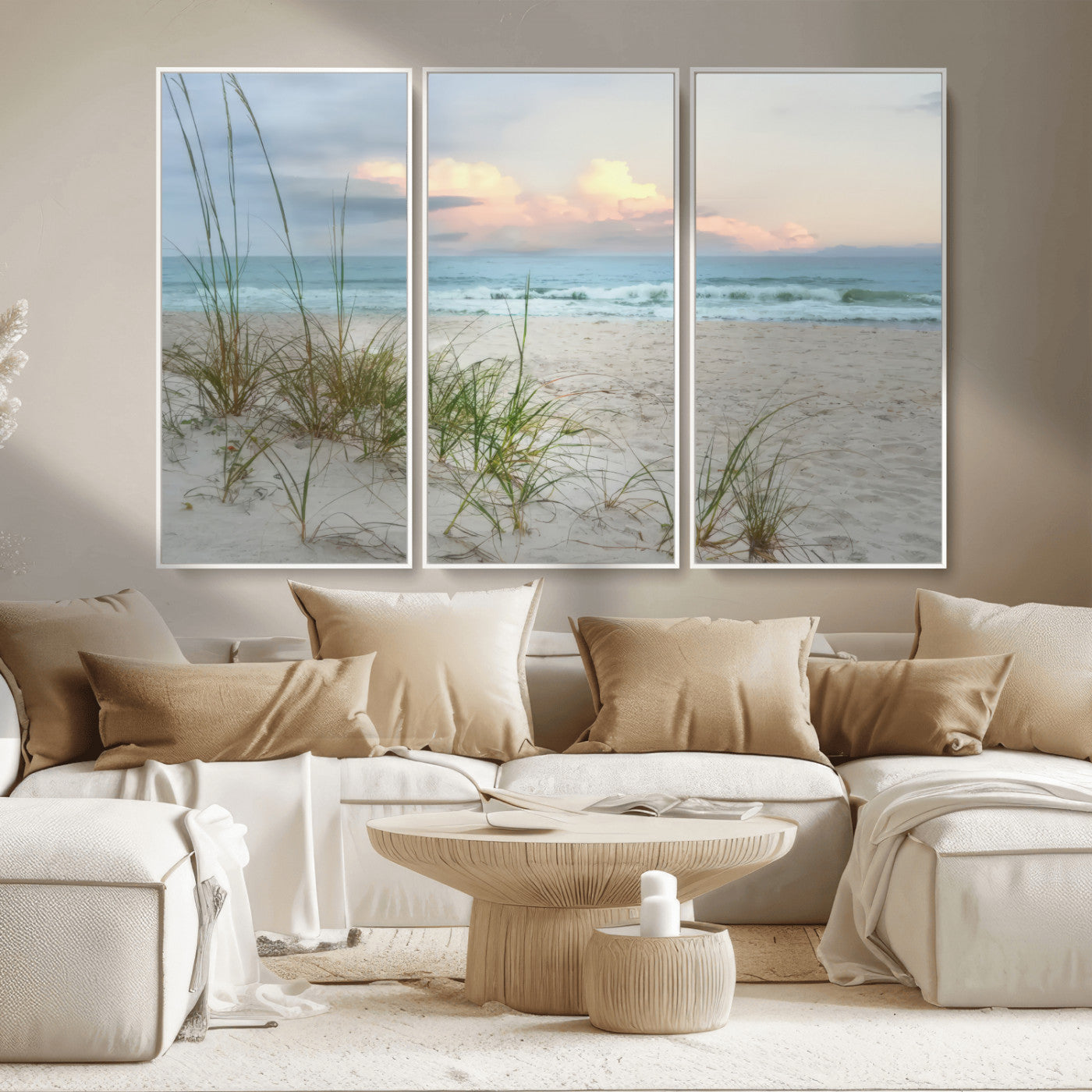 MGV-FC-48X32-3P - Flight Over Coastal Beach Landscape, Flight Over Coastal Beach Print Canvas Wall Art