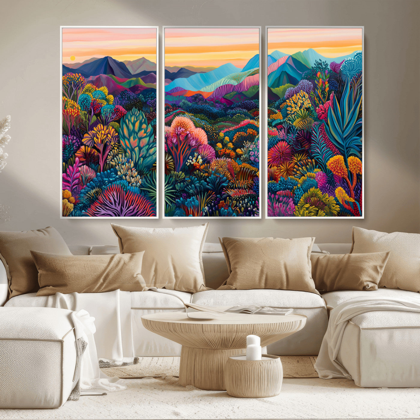 MGV-FC-48X32-3P - Colorful Abstract Landscape Wall Art Print Canvas - Vibrant Modern Decor for Living Room, Office, or