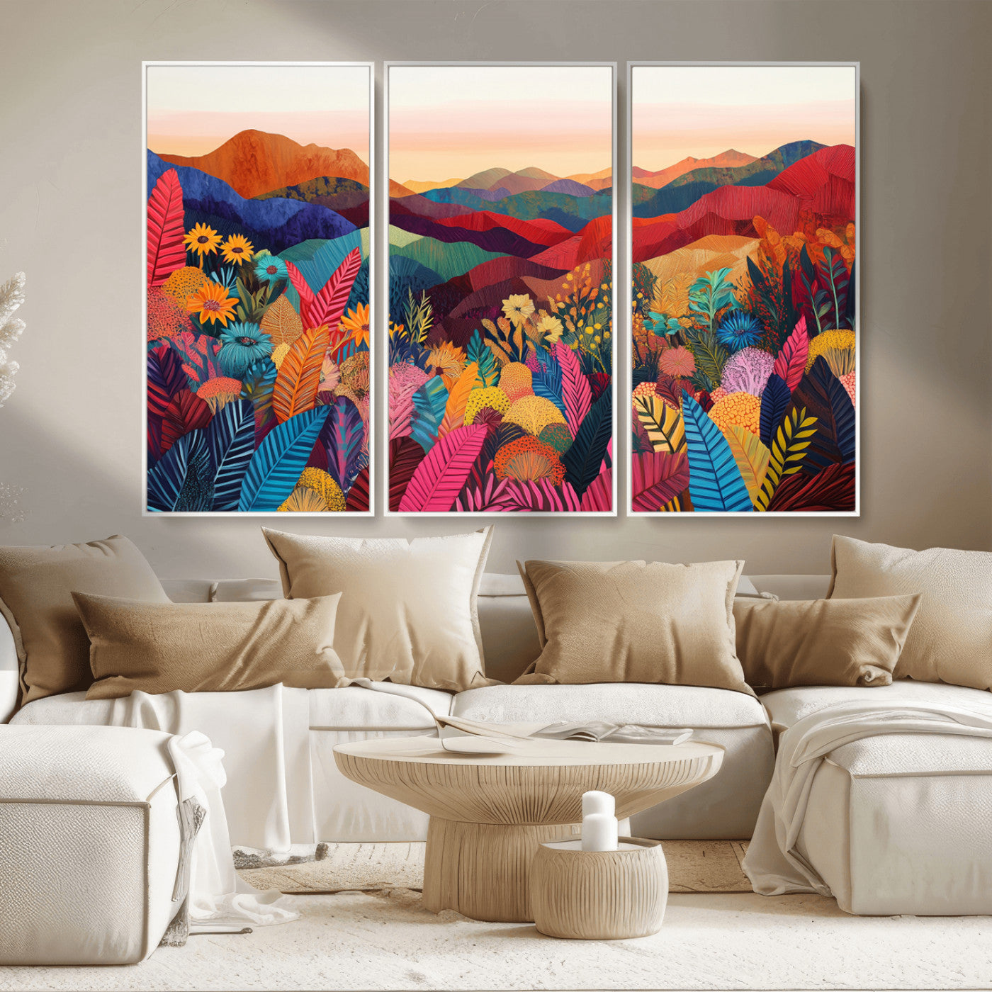 MGV-FC-48X32-3P - YAYOI KUSAMA Abstract Print - Landscape Canvas Wall Art Print - Vibrant Modern Decor for Living