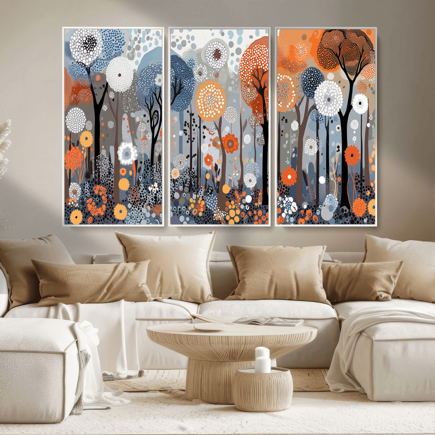 MGV-FC-48X32-3P - Abstract Winter Landscape Canvas Wall Art Print - Large Colorful Nature Wall Decor