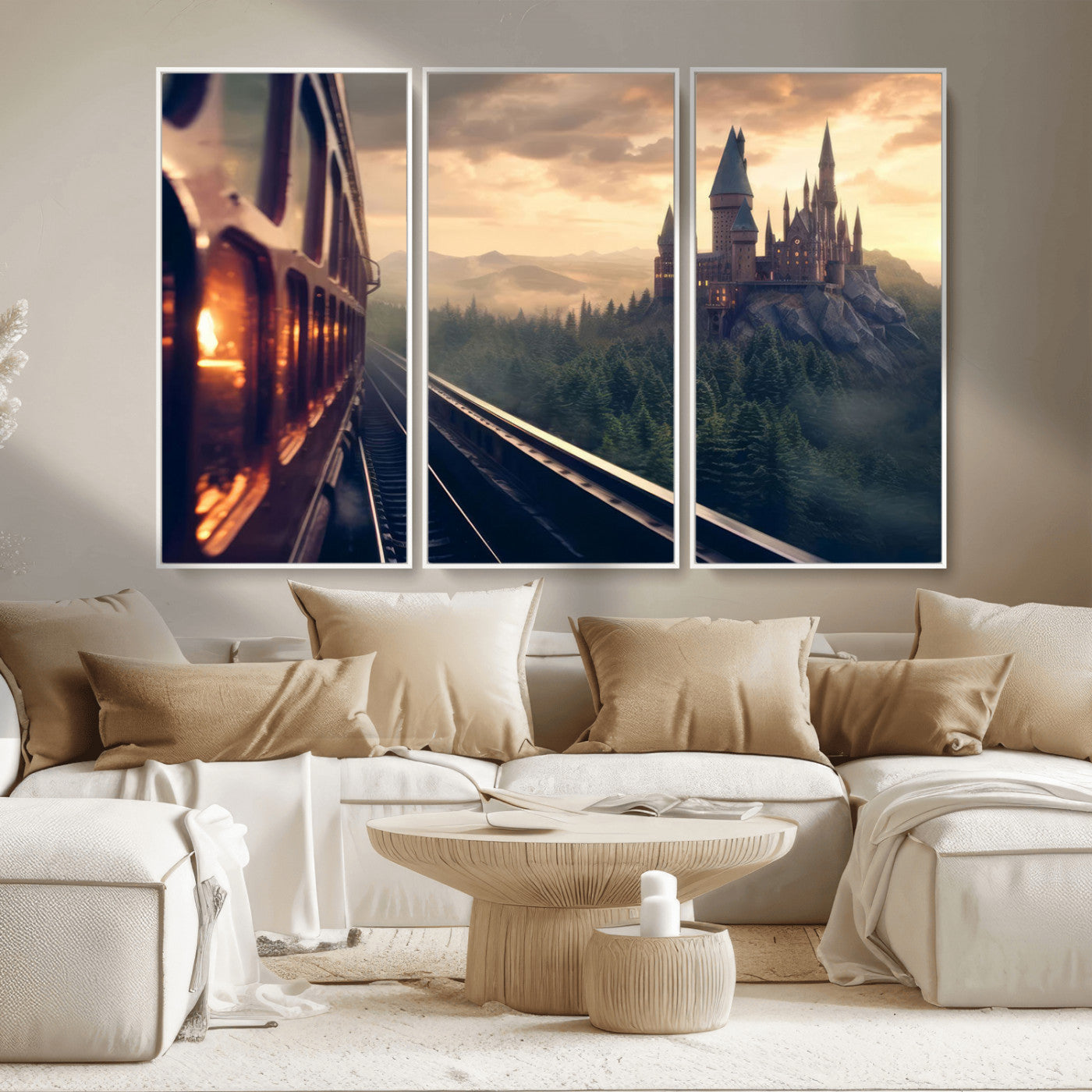 MGV-FC-48X32-3P - Harry Castle Wall Art Canvas Print, Wizard School Wall Art Print, Movie Wall Art Print