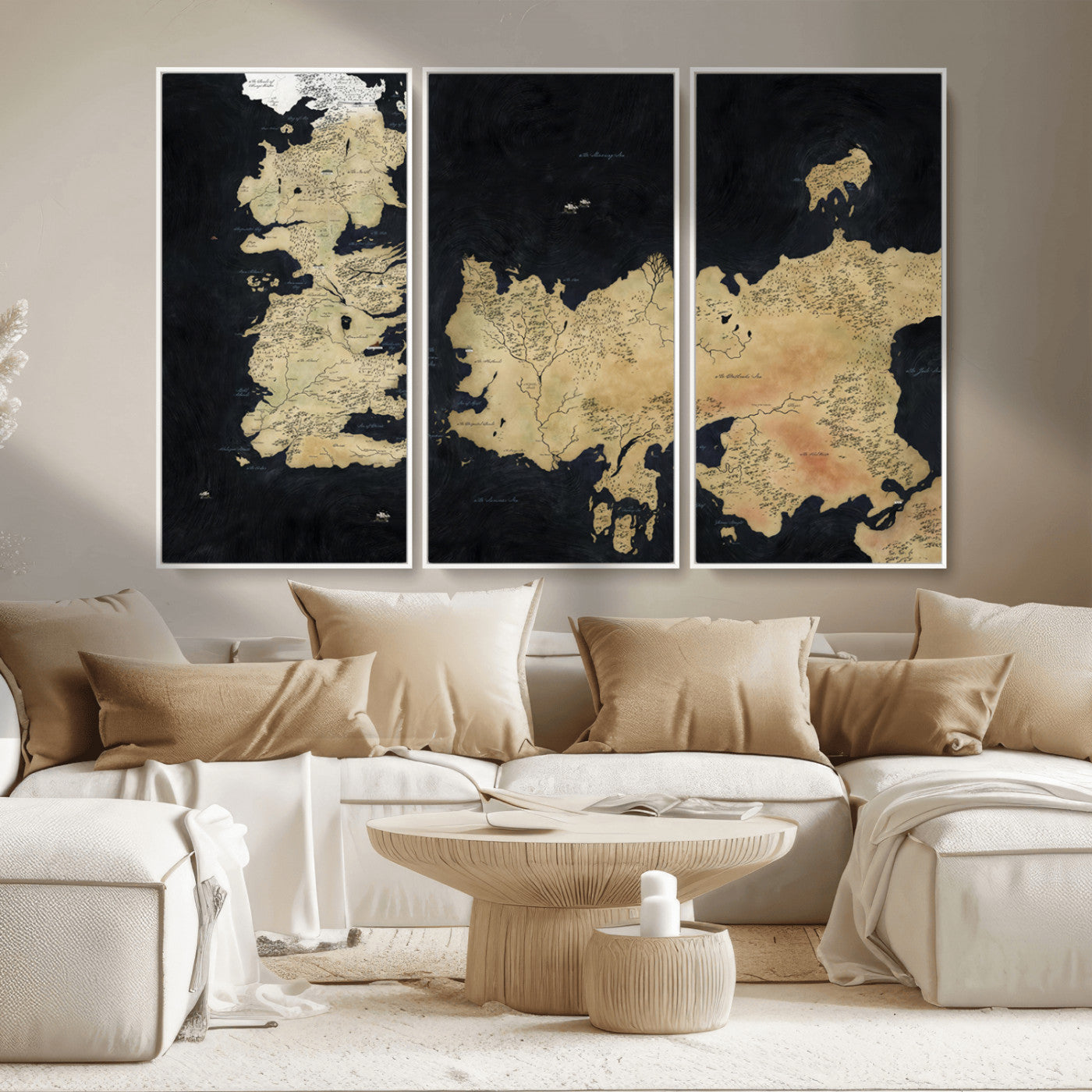MGV-FC-48X32-3P - Push Pin World Map Canvas Print – Framed Wall Art for Couples to Track Their Travels – Anniversary