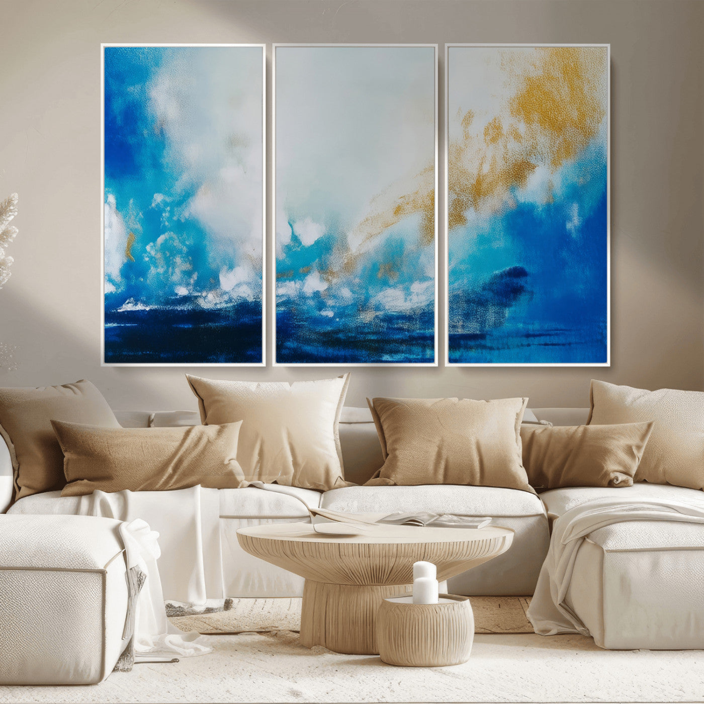 MGV-FC-48X32-3P - Blue Abstract Print - Dynamic Ocean-Inspired Canvas Wall Art