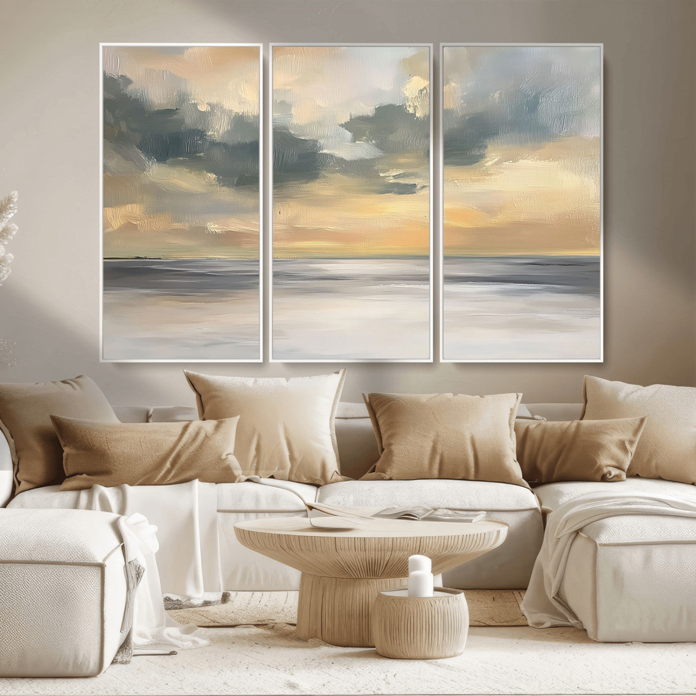 MGV-FC-48X32-3P - Modern Coastal Artwork with Vibrant Abstract Ocean Waves Wall Art Canvas Print for Contemporary