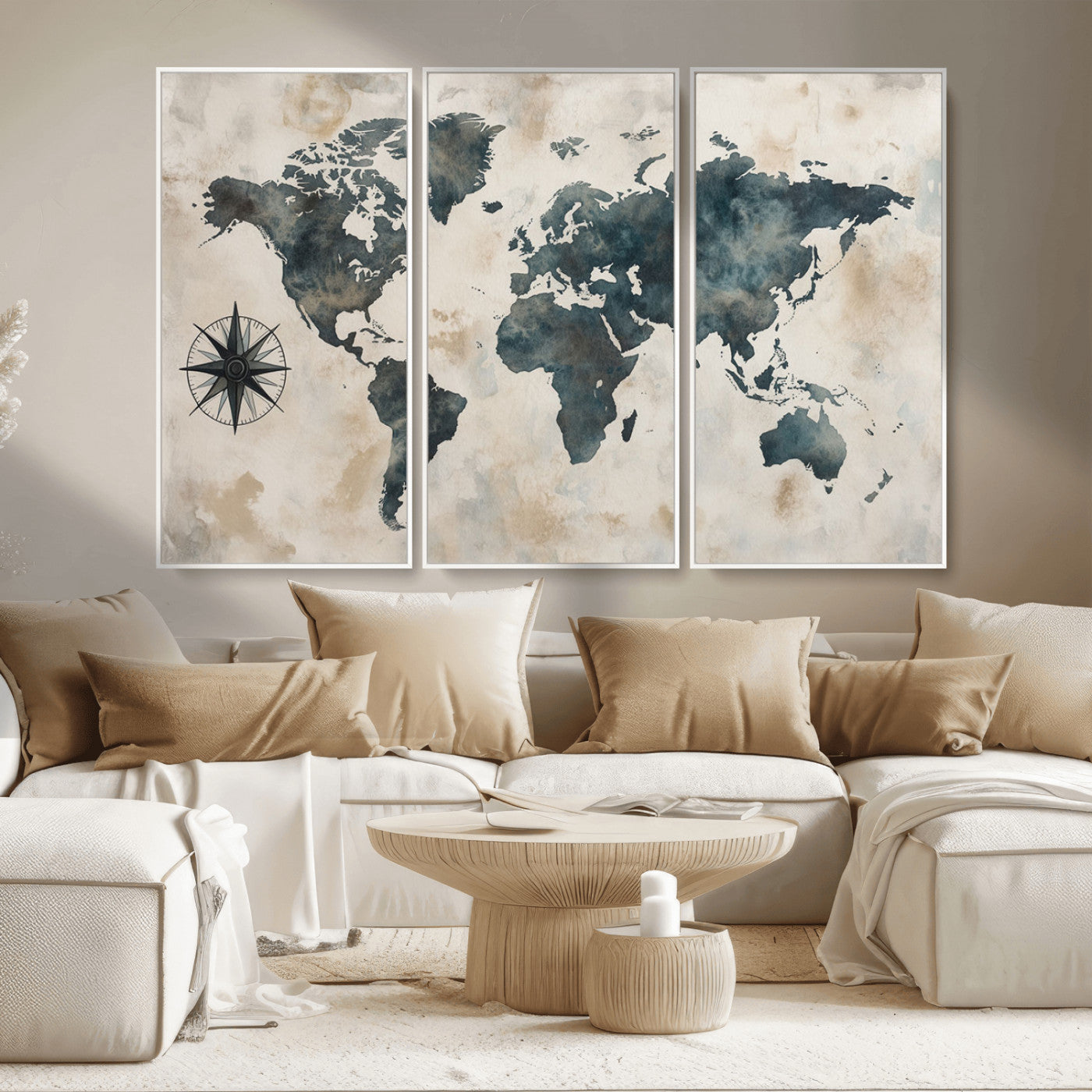 MGV-FC-48X32-3P - Push Pin World Map Canvas Print – Framed Wall Art for Couples to Track Their Travels – Anniversary