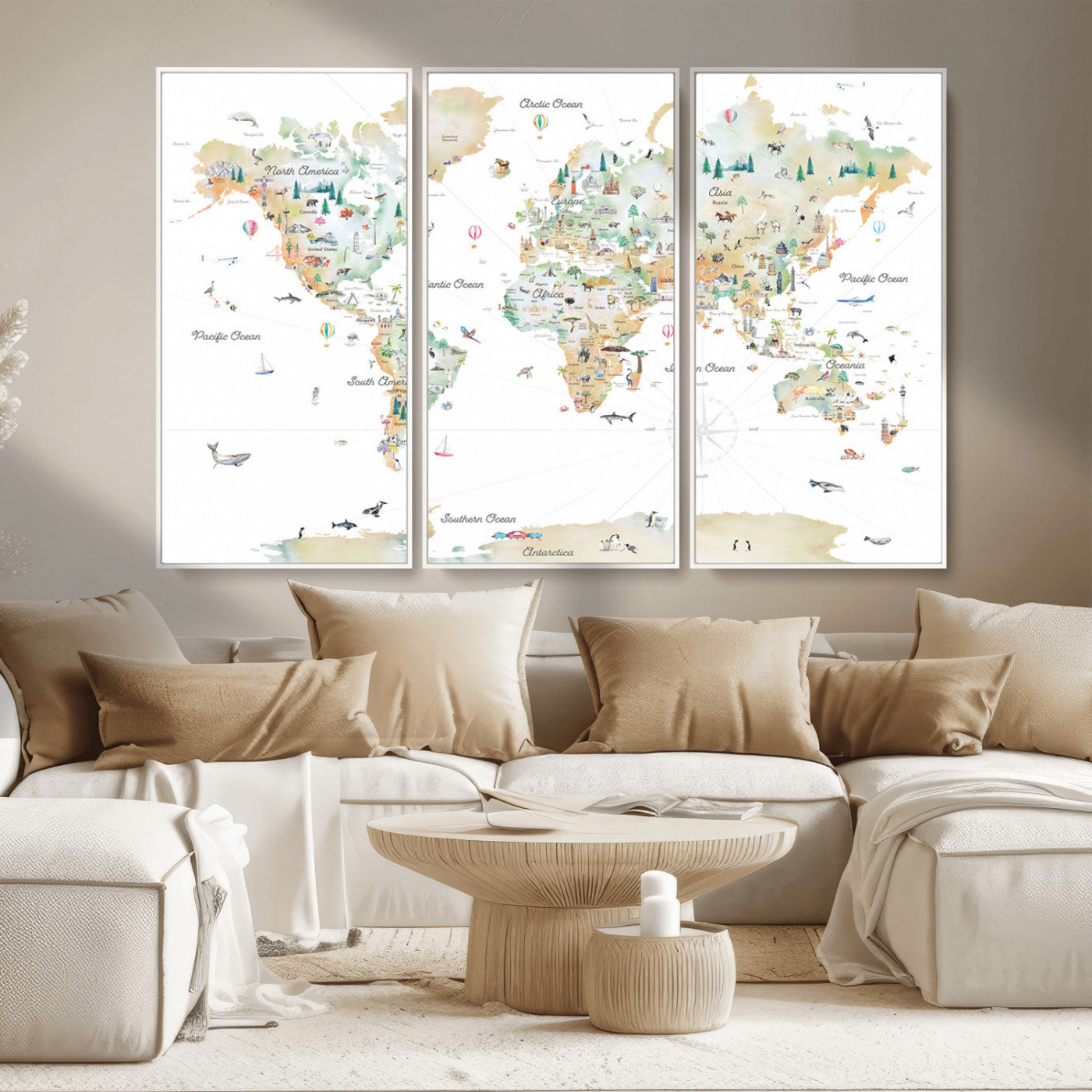 MGV-FC-48X32-3P - Push Pin World Map Canvas Print – Framed Wall Art for Couples to Track Their Travels – Anniversary