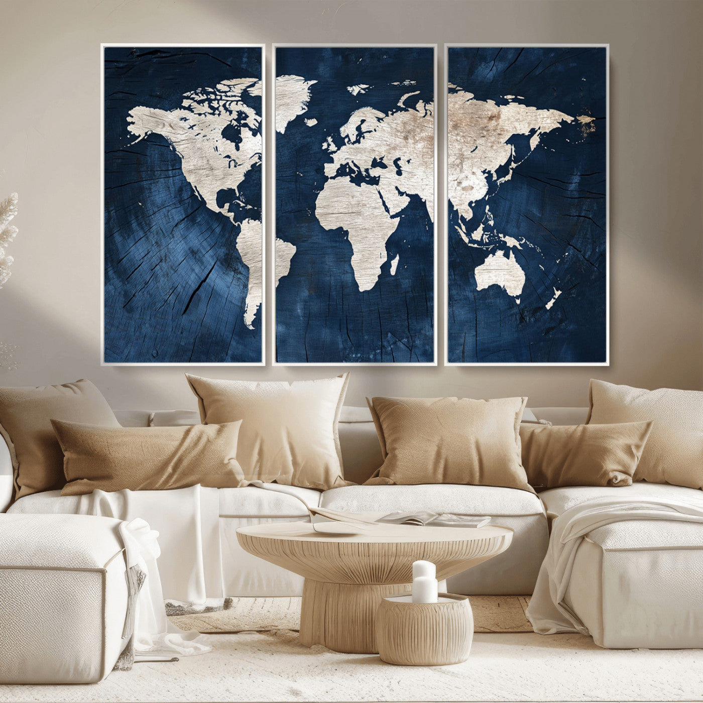 MGV-FC-48X32-3P - Push Pin World Map Canvas Print – Framed Wall Art for Couples to Track Their Travels – Anniversary
