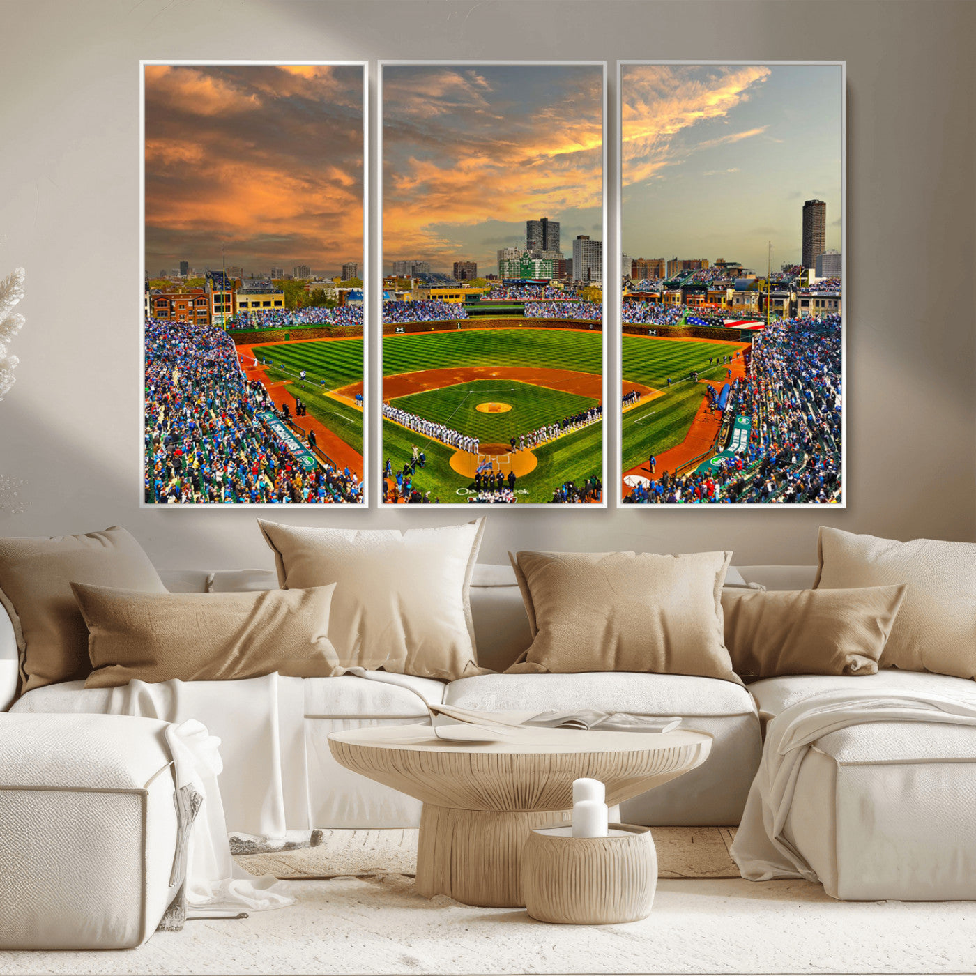 MGV-FC-48X32-3P - Chicago Wrigley Field Canvas Wall Art - Iconic Baseball Stadium Art Print - Wrigley Field Chicago