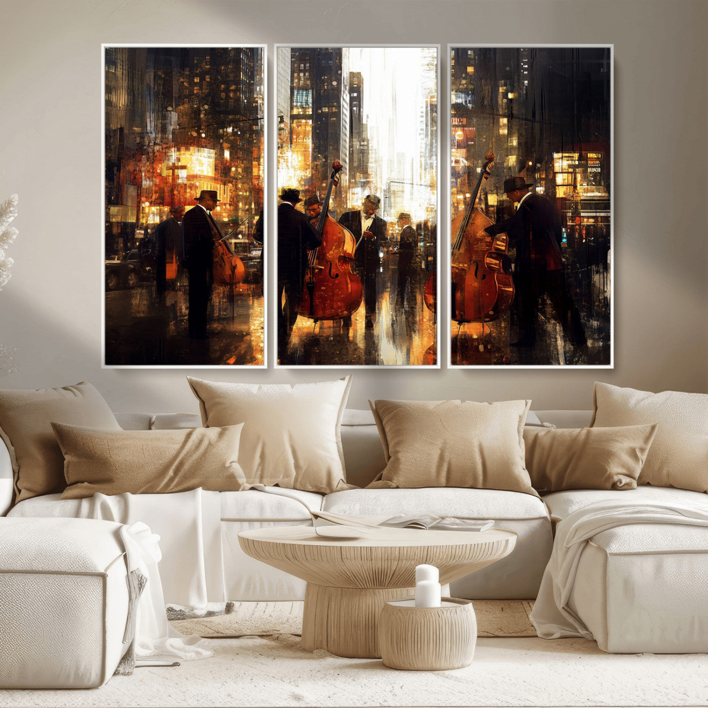 MGV-FC-48X32-3P - Abstract Jazz Art Wall Art Canvas Print - Framed Abstract Music Canvas - Colorful Instrument Poster