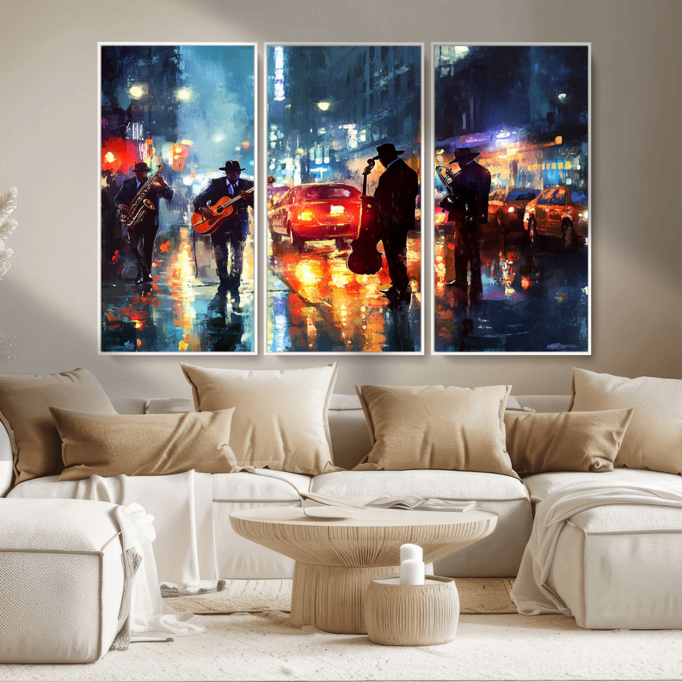 MGV-FC-48X32-3P - African American Jazz Canvas - Abstract Music Wall Art Print - Abstract Jazz Wall Art Framed Prints