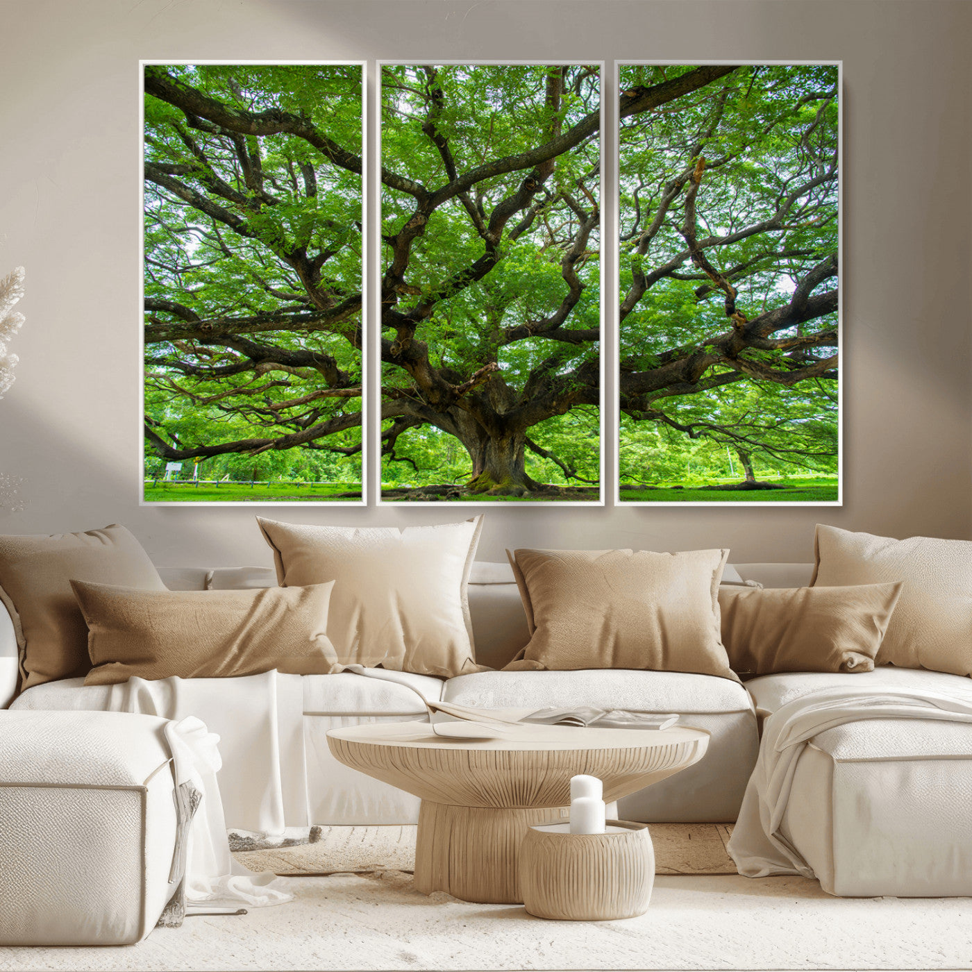 MGV-FC-48X32-3P - Ancient Tree Wall Art Canvas Print, Framed Sprawling Branches Art Picture Print, Gnarling Tree Perfect Earthy Natural Decor Artwork
