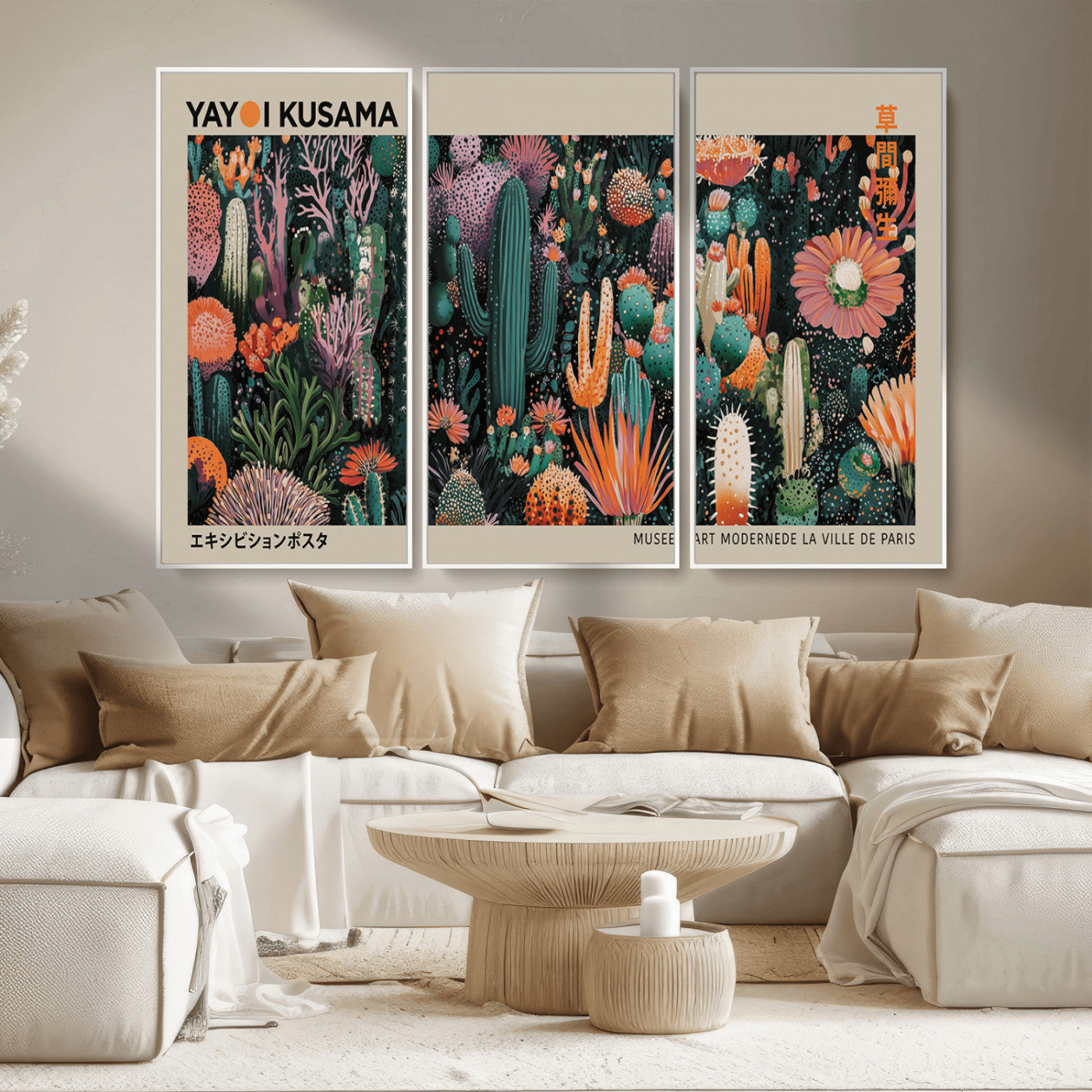 MGV-FC-48X32-3P - Yayoi Kusama Art Print, Yayoi Kusama Canvas Wall Art, Abstract Mount Fuji Canvas Print, Japanese