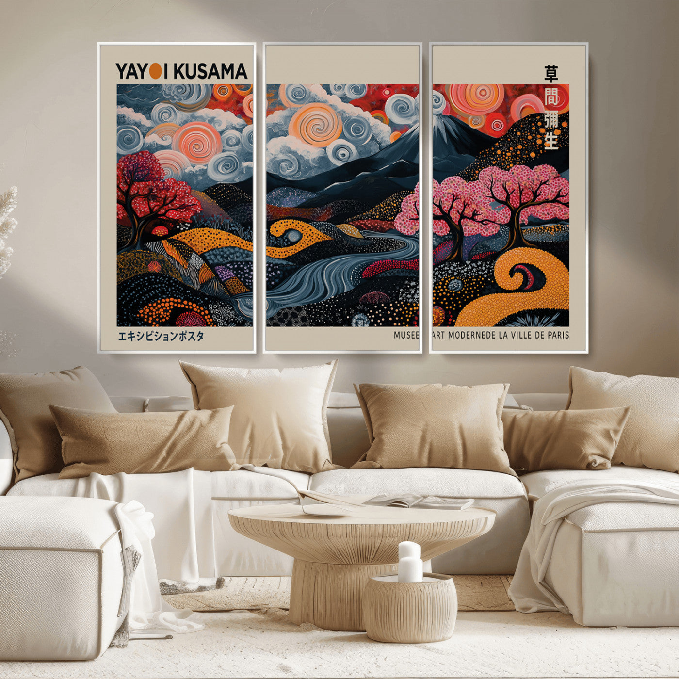 MGV-FC-48X32-3P - Modern Japanese Wall Art Print Yayoi Kusama Canvas