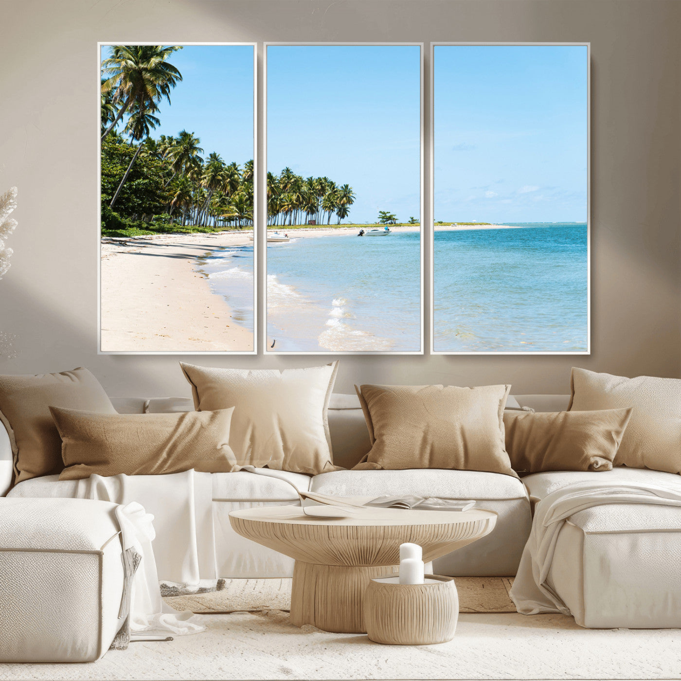 37858872-MGV-CV-36X24 - Palm Tree Paradise Coastal Wall Art – Beach Scene and Ocean Breeze Canvas Print Tranquil Tropical Shore Decor for Living Room, Bedroom or Office