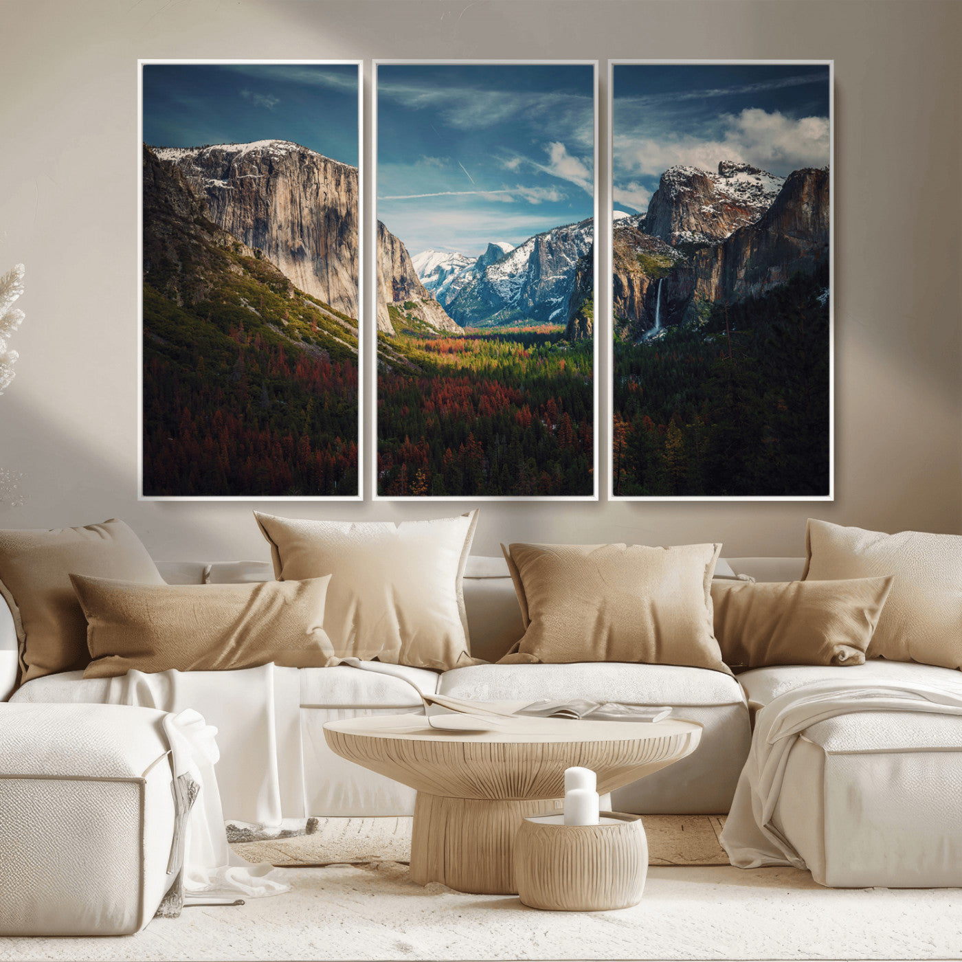 MGV-FC-48X32-3P - Yosemite National Park Wall Art Canvas Print, Framed Mountain Landscape Art Picture Print, El Capitan Perfect Rustic Farmhouse Decor Artwork