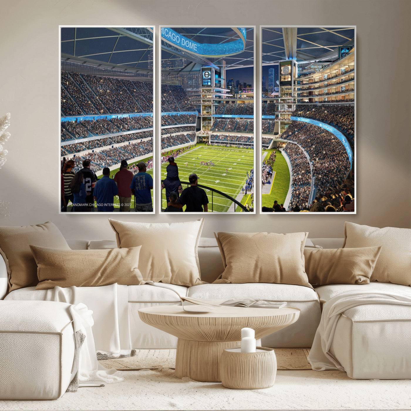 MGV-FC-48X32-3P - Chicago Bears Soldiers Field Wall Art Canvas Print – Framed Football Stadium Artwork for Sports