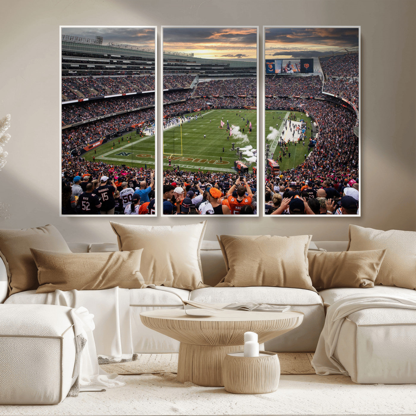 MGV-FC-48X32-3P - Chicago Bears Soldiers Field Wall Art Canvas Print – Framed Football Stadium Artwork for Sports