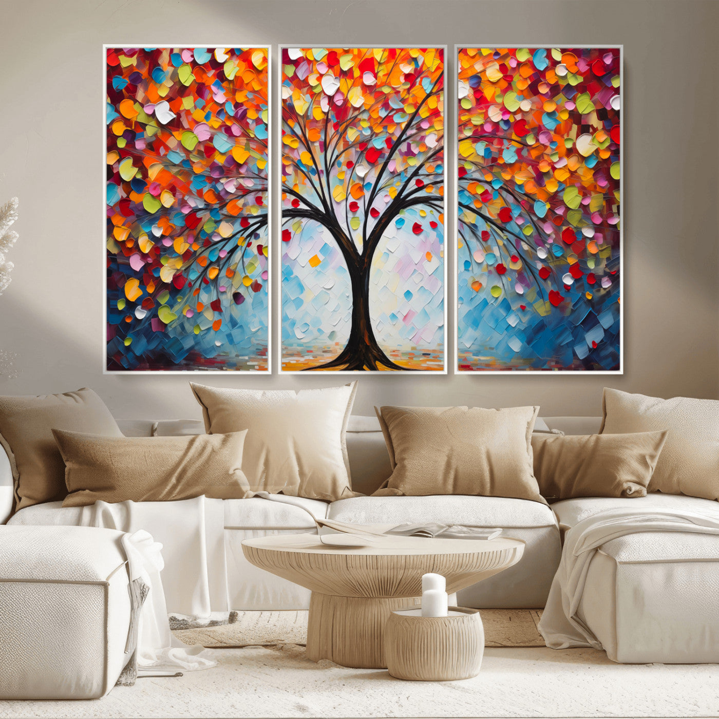 -Vibrant Tree of Life Canvas Wall Art – Colorful Abstract Nature in Modern Decor - Ready to Hang
