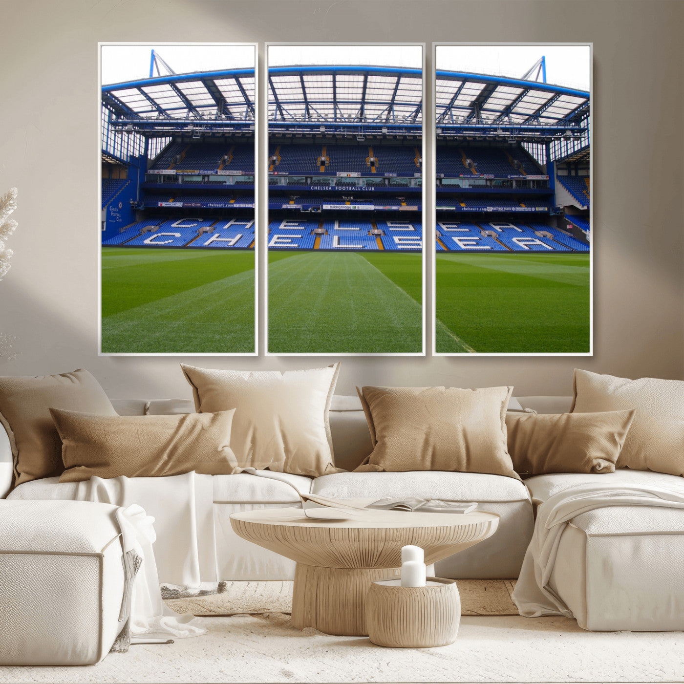 MGV-FC-48X32-3P - Stamford Bridge Chelsea Football Stadium Canvas Wall Art Print – Immersive Stadium Experience for