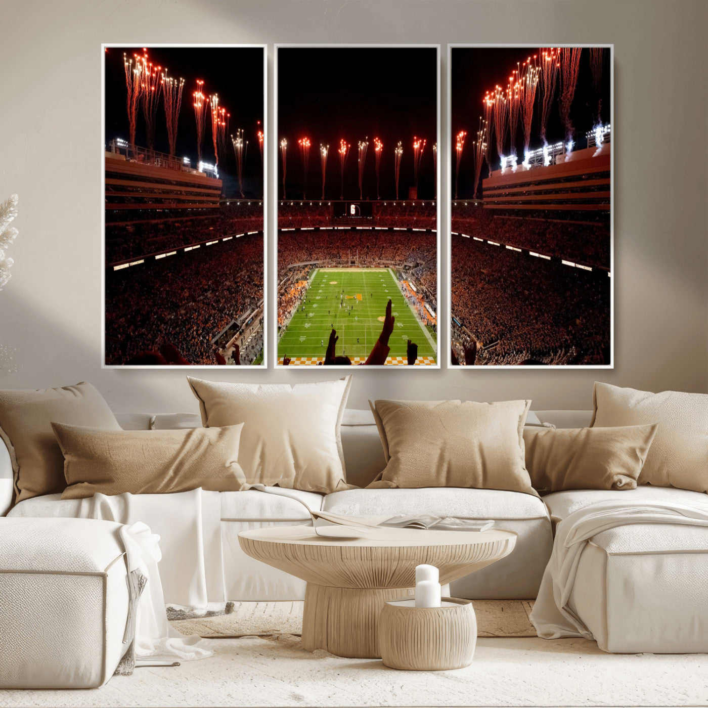 73358115-MGV-FC-48X32-3P - Tennessee Neyland Stadium Wall Art, Sports Arena Canvas Print, Panoramic Stadium Canvas Artwork for Home, Office