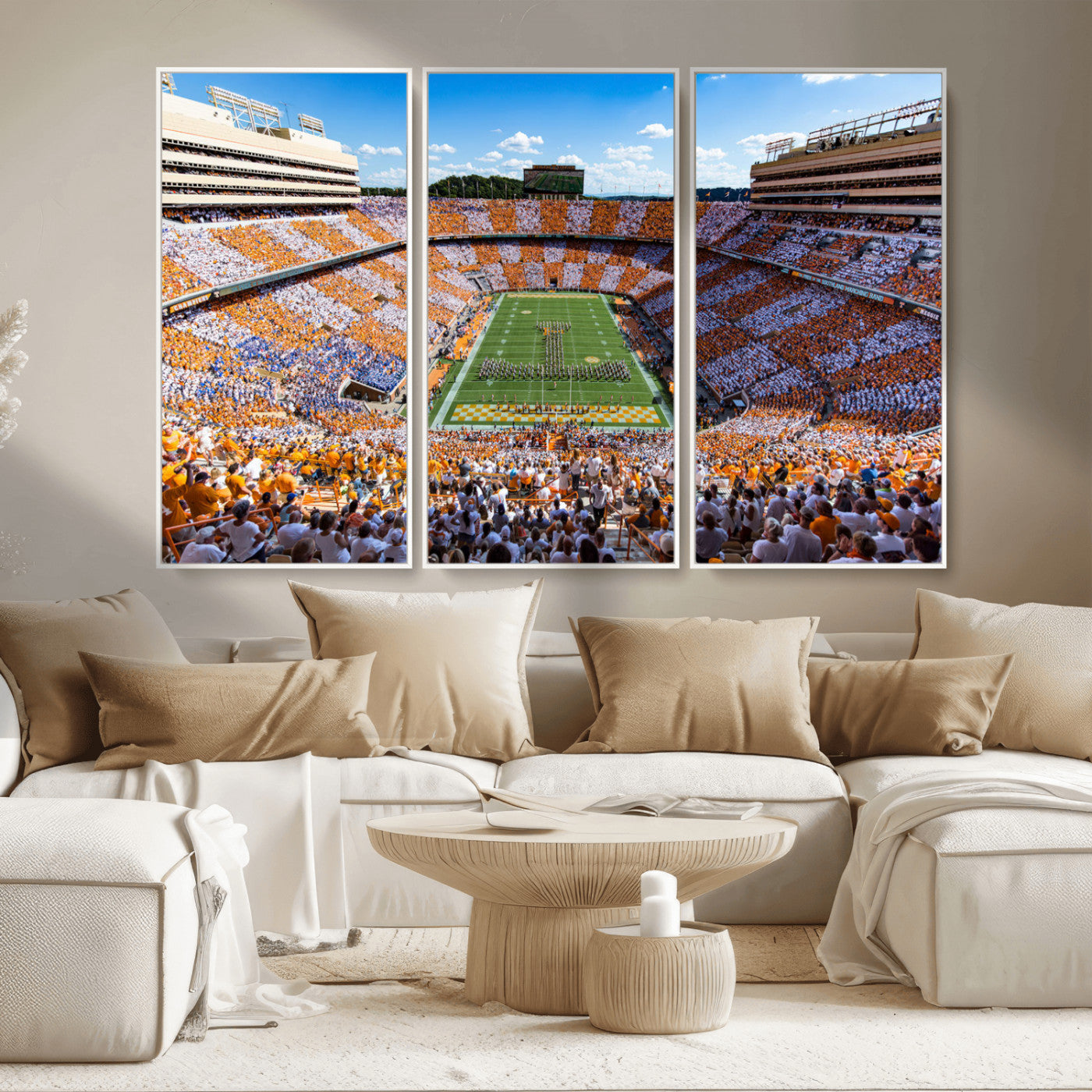 64238859-MGV-CV-48X32-3P-Tennessee Neyland Stadium Wall Art Print, Sports Arena Canvas Wall Art, Panoramic Stadium Canvas Print, Modern Athletic Field Art Printing