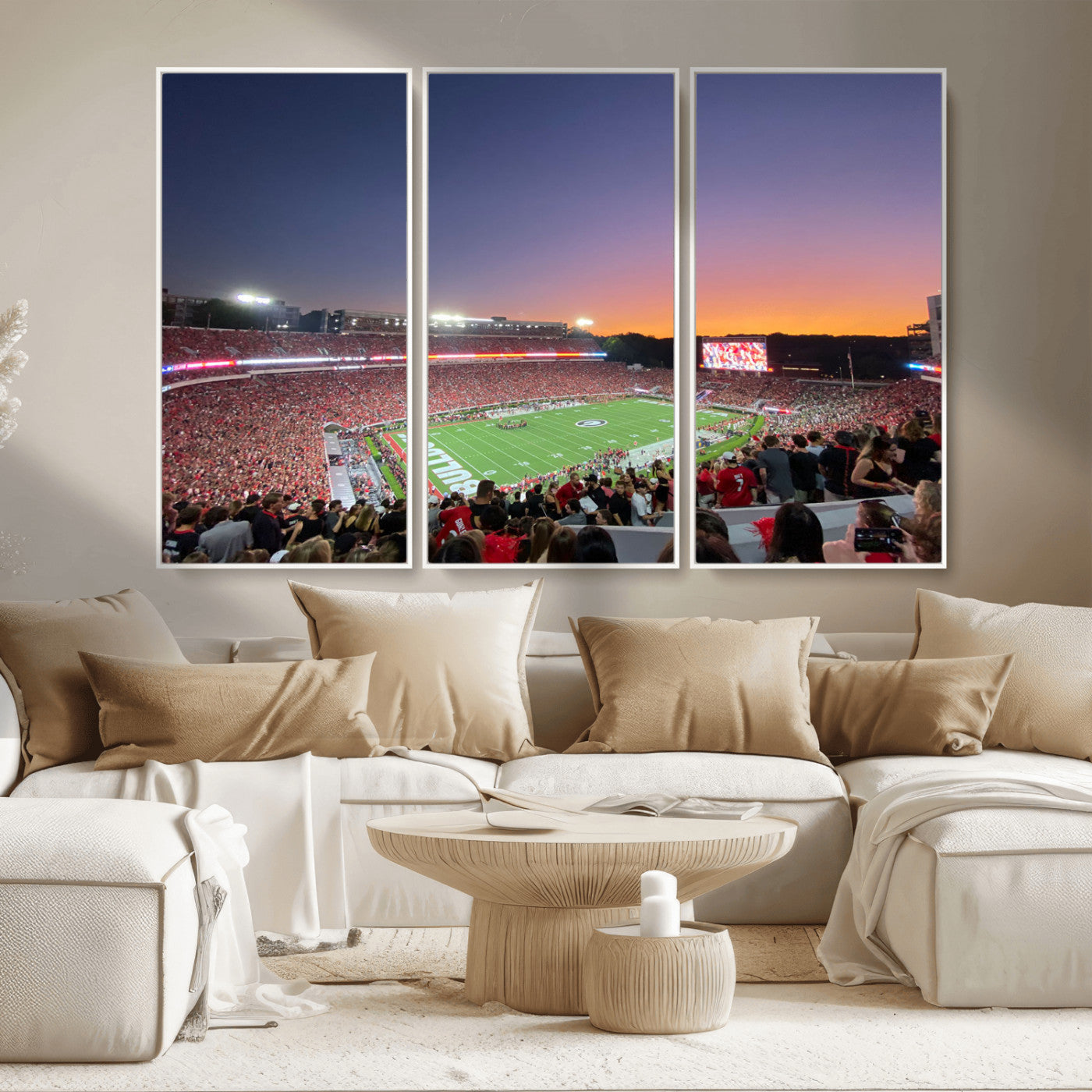25139565-MGV-CV-48X32-3P-Dooley Stadium Wall Art Print, Sports Arena Canvas Wall Art, Dooley Field at Sanford Stadium Canvas Print, Modern Athletic Field Art Printing