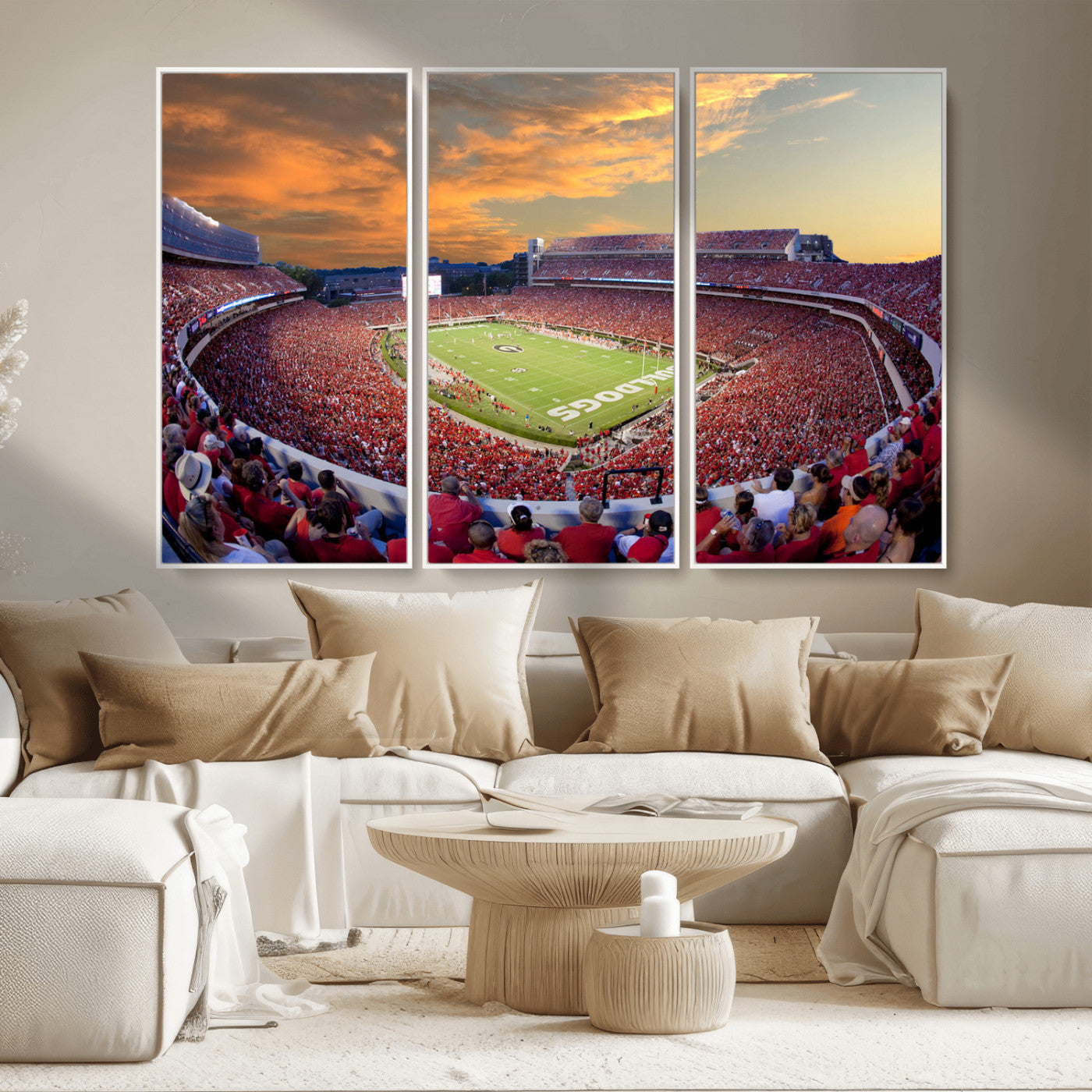 73680988-MGV-CV-48X32-3P-Dooley Stadium Wall Art Print, Sports Arena Canvas Wall Art, Dooley Field at Sanford Stadium Canvas Print, Modern Athletic Field Art Printing