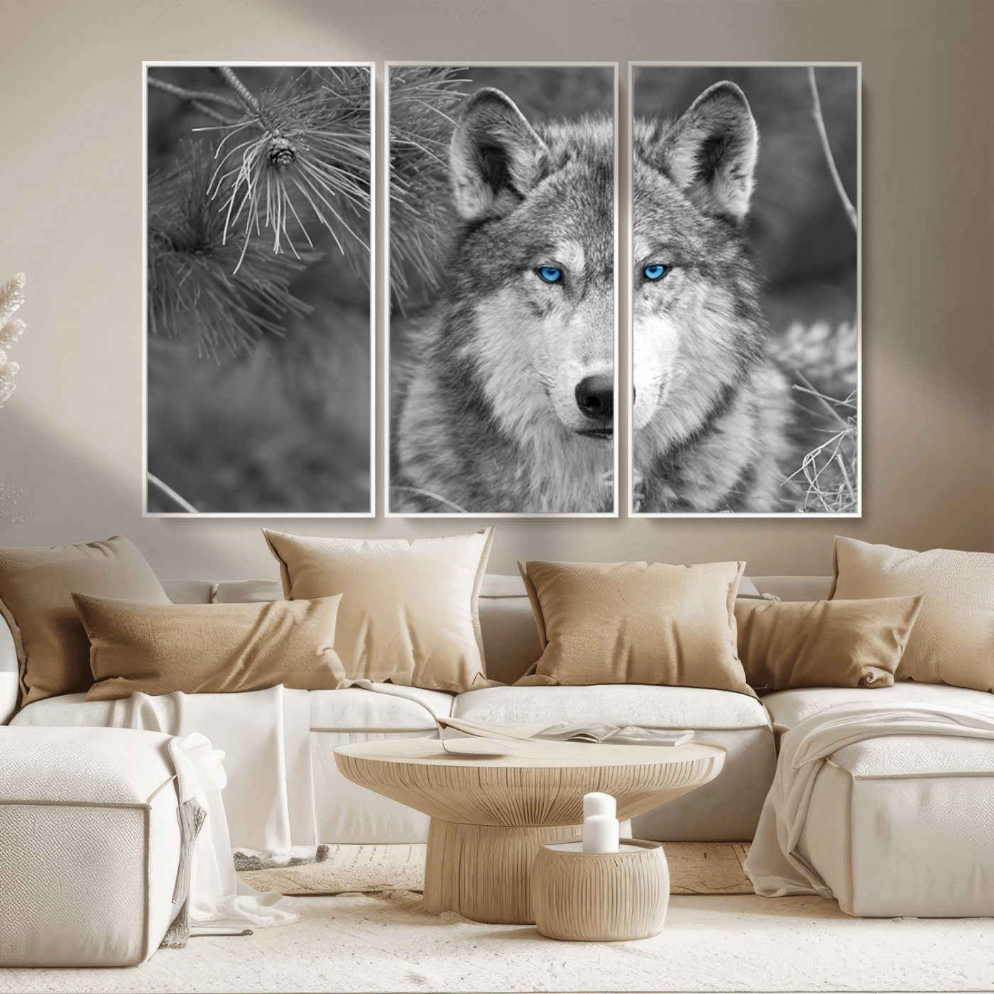 MGV-FC-48X32-3P - Wild Wolf Blue Eye Wall Art Canvas Print
