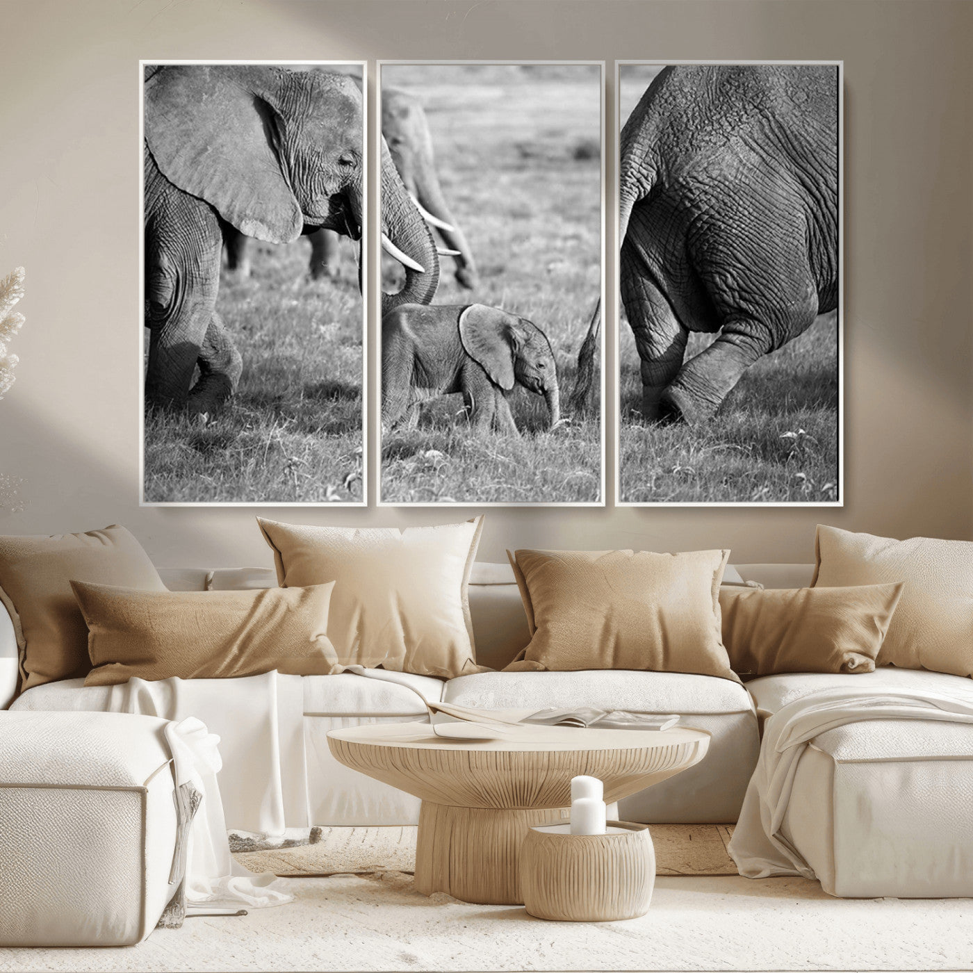 MGV-FC-48X32-3P - Wild Elephant Wall Art Canvas Print