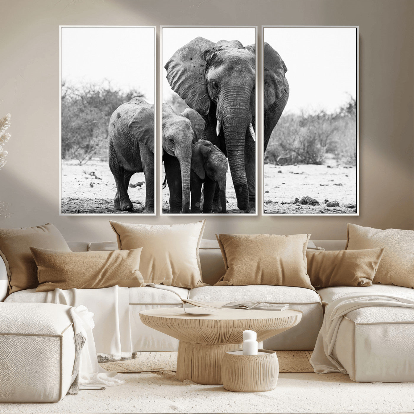 MGV-FC-48X32-3P - Elephant Family Africa Wall Art Canvas Print