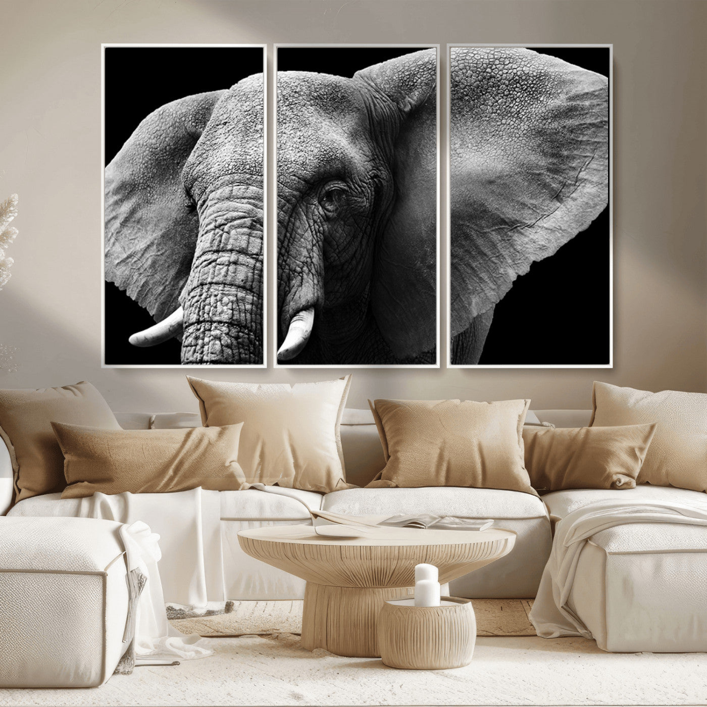 MGV-FC-48X32-3P - Big Elephant Close Up Wall Art Canvas Print