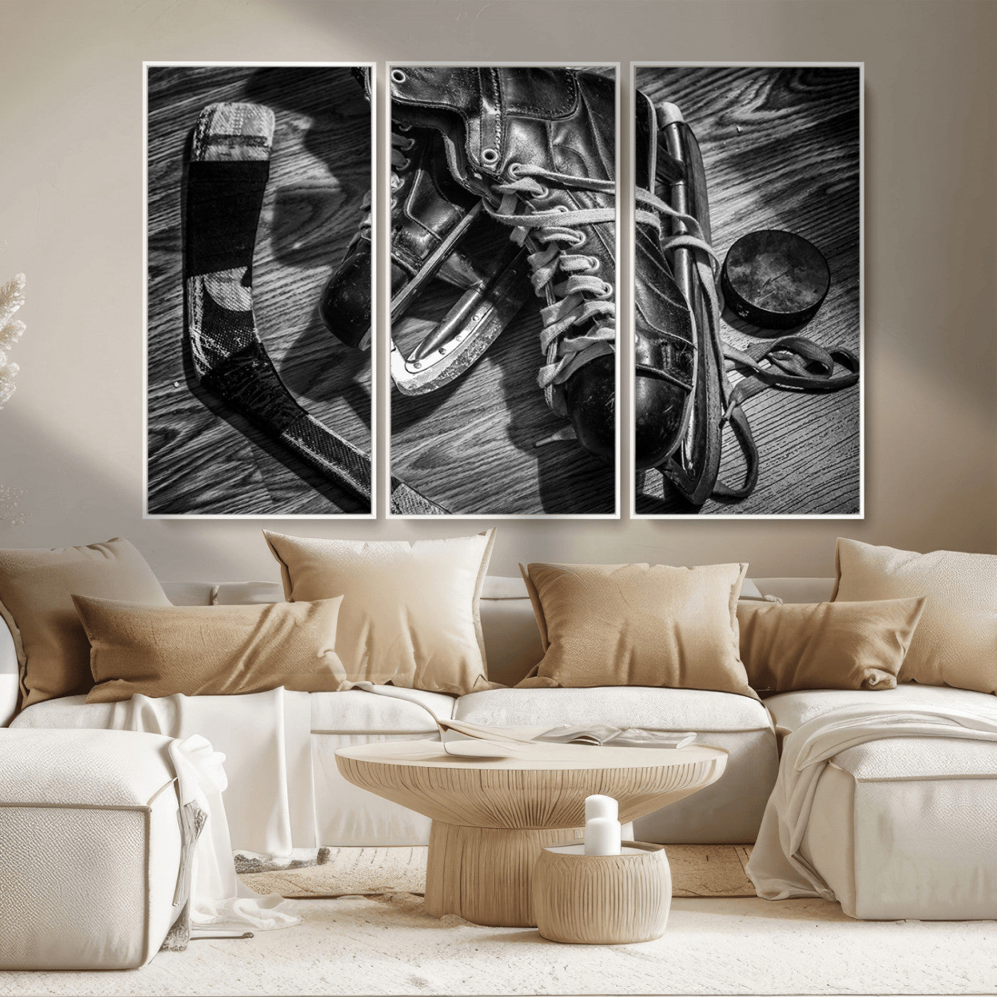 MGV-FC-48X32-3P - Old Pair of Mens Skates Wall Art Canvas, Men Skates Wall Art Print