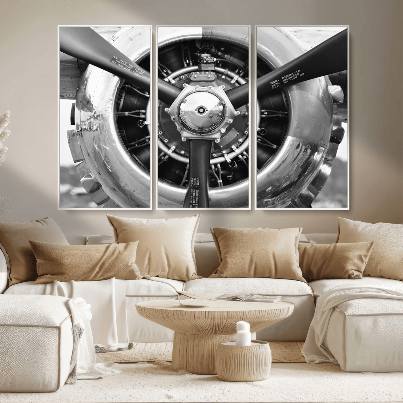 MGV-FC-48X32-3P - Vintage Airplane Wall Art Canvas Print