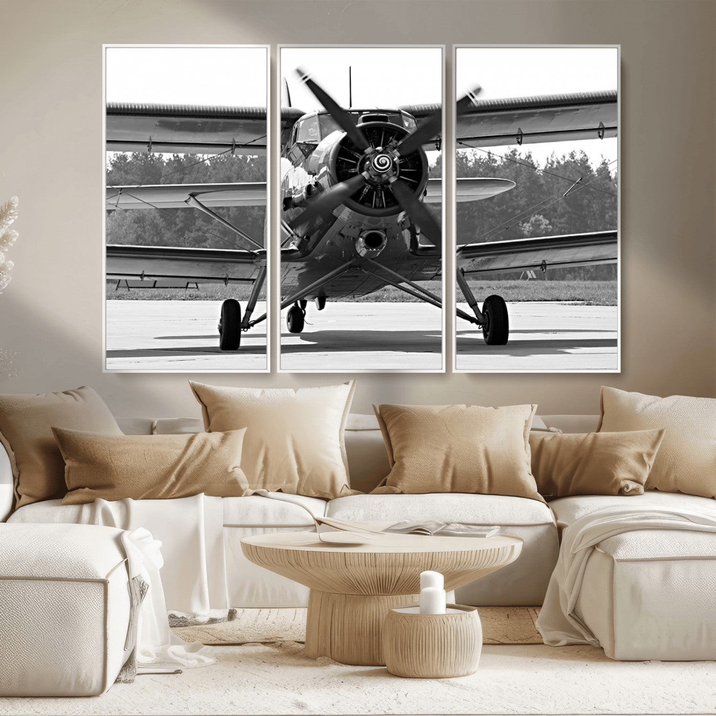MGV-FC-48X32-3P - Wall Art Old War Plane Canvas Print