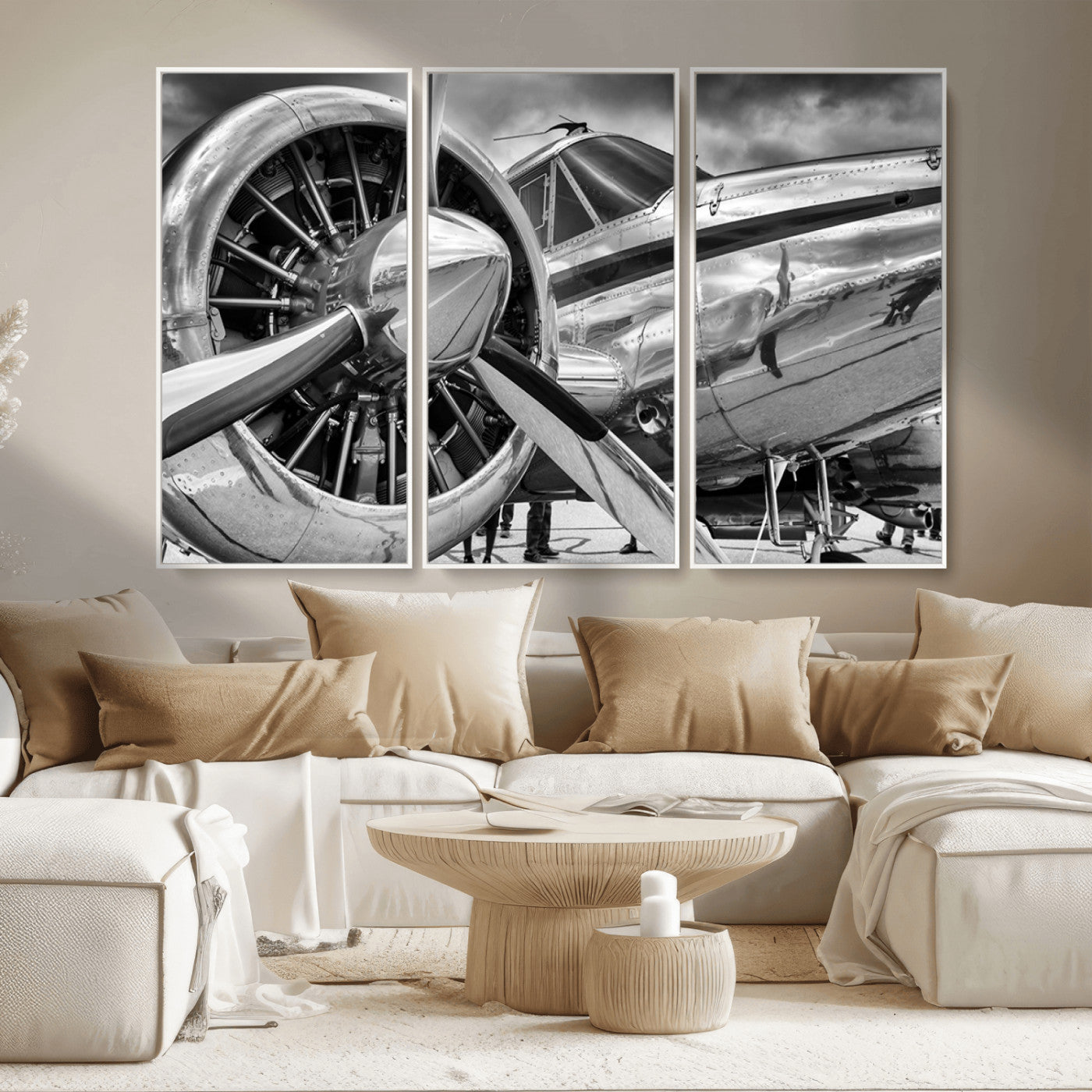 MGV-FC-48X32-3P - Vintage Antique Airplane Wall Art Canvas Print