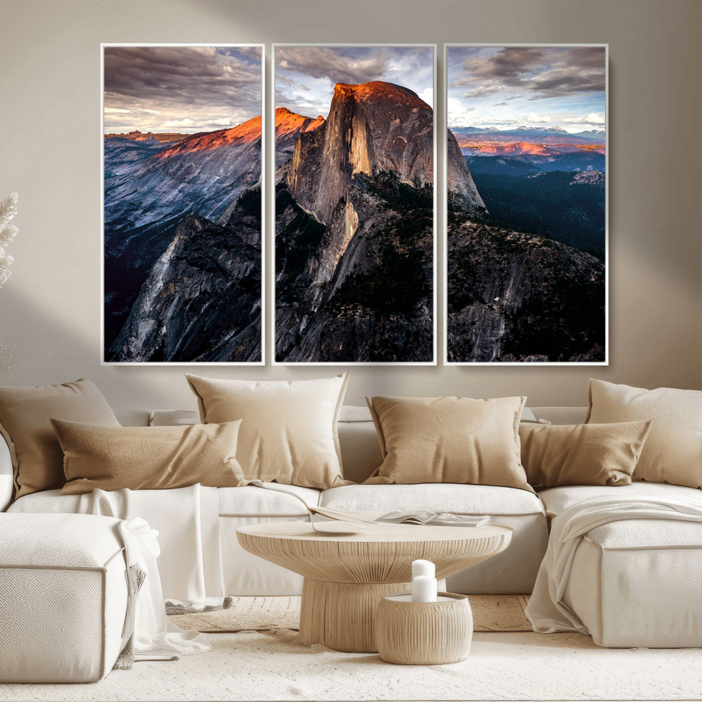 MGV-FC-48X32-3P - Half Dome Wall Art Print - Yosemite Majestic Triptych Landscape Print – National Park Nature Decor