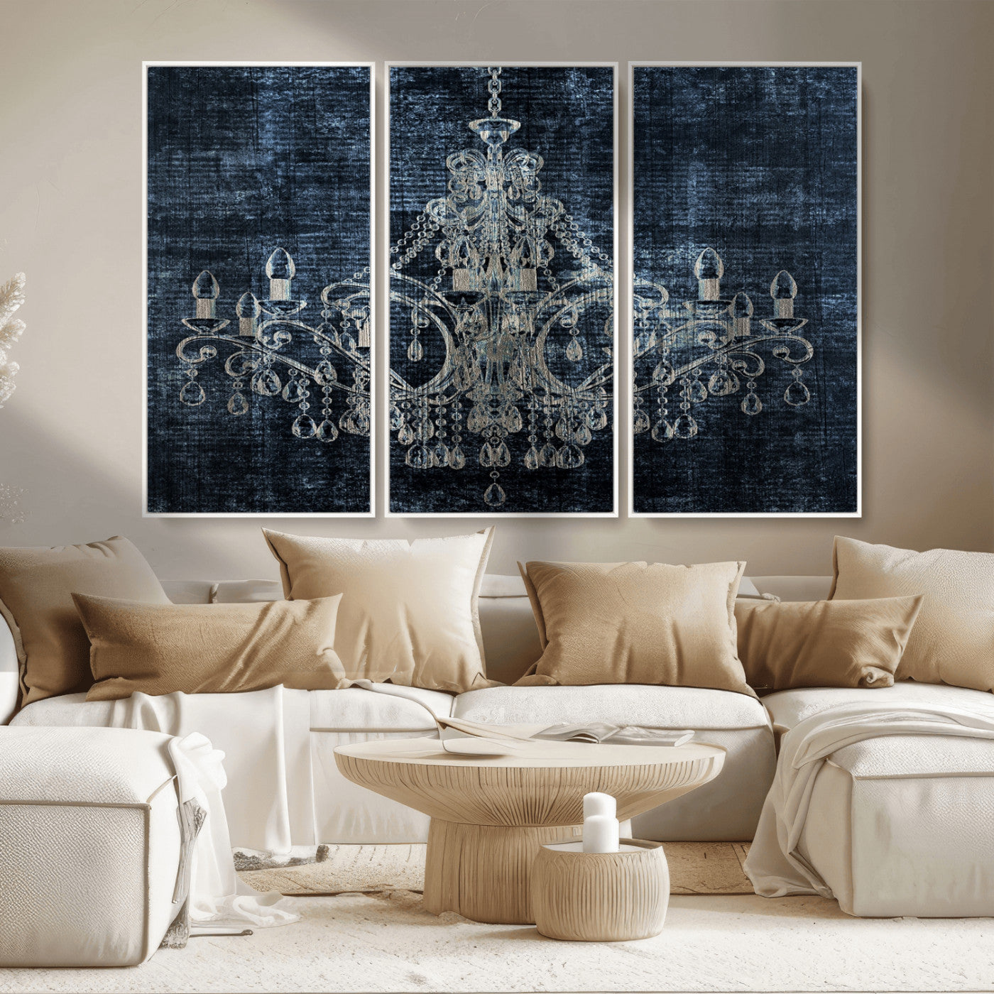 MGV-FC-48X32-3P - Dark Chandelier Wall Art Canvas Print