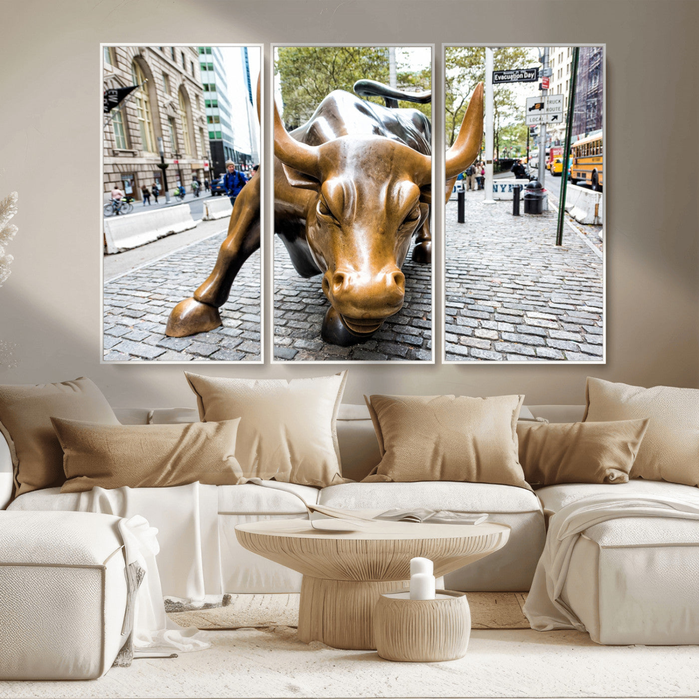 MGV-FC-48X32-3P - Charging Bull Wall Art Canvas Print