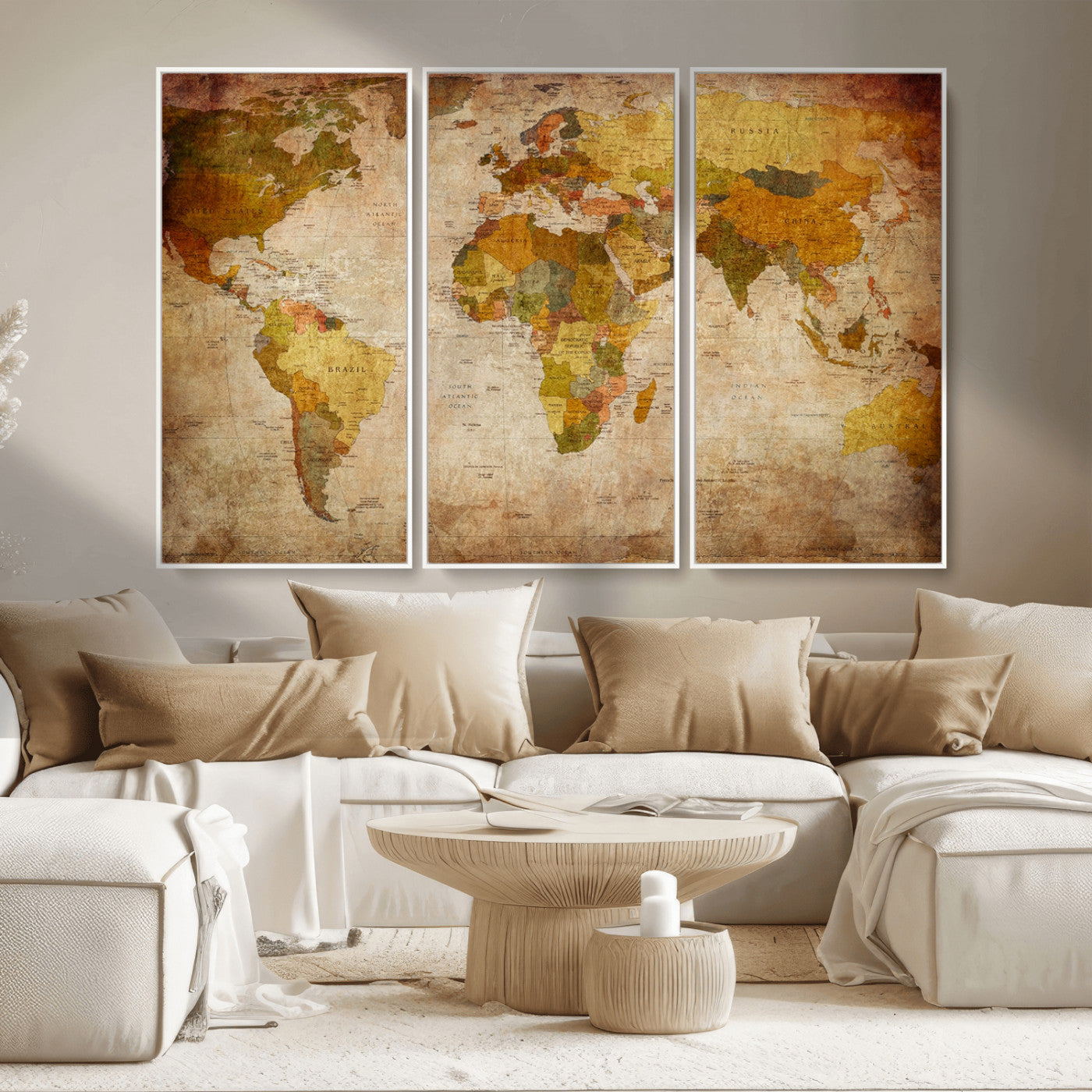 MGV-FC-48X32-3P - Push Pin World Map Canvas Print – Framed Wall Art for Couples to Track Their Travels – Anniversary