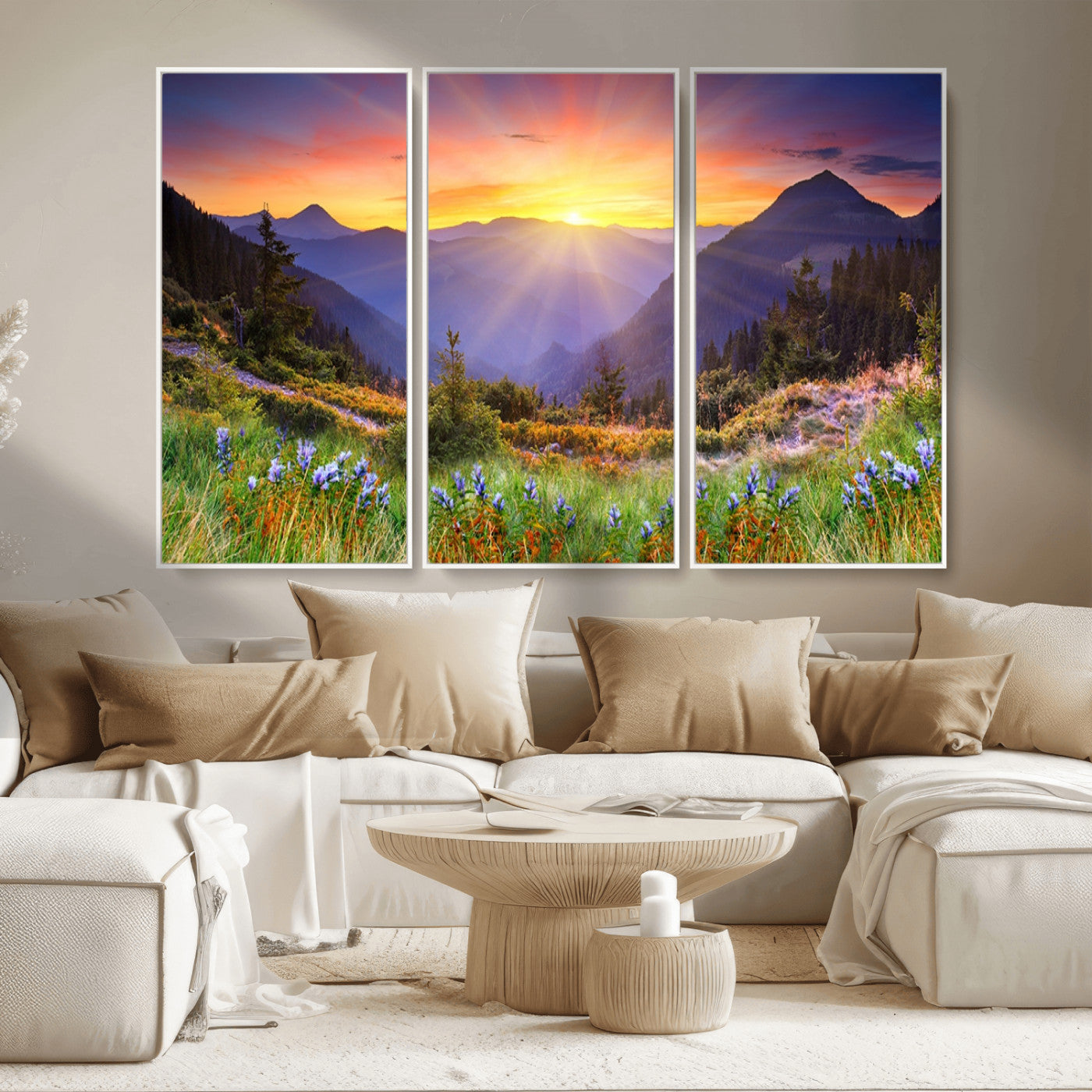 MGV-FC-48X32-3P - Mountain and Spring Wall Art Canvas Print