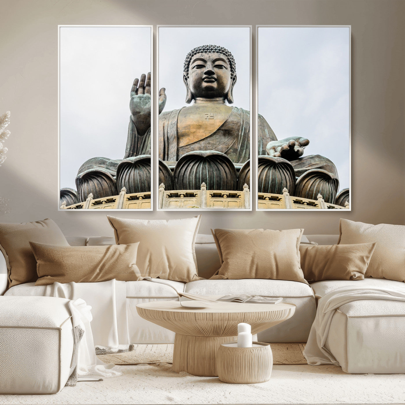 MGV-FC-48X32-3P - Buddha Statue Wall Art Canvas Print